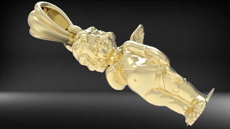 Vintage Cherub Baby Angel Heaven Wings Necklace Jewelry 3D print model_2