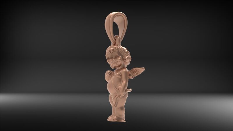 Vintage Cherub Baby Angel Heaven Wings Necklace Jewelry 3D print model_18