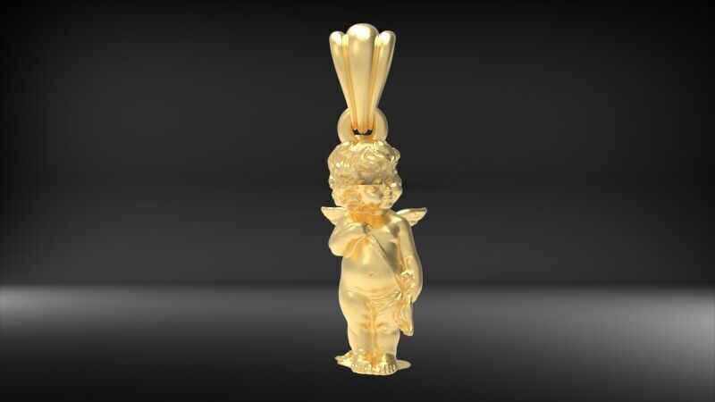 Vintage Cherub Baby Angel Heaven Wings Necklace Jewelry 3D print model_5