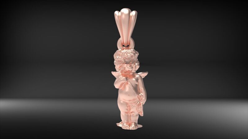 Vintage Cherub Baby Angel Heaven Wings Necklace Jewelry 3D print model_8