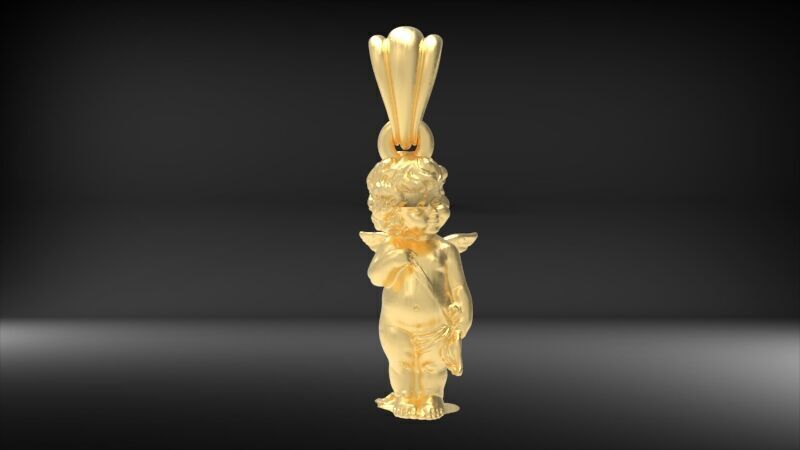 Vintage Cherub Baby Angel Heaven Wings Necklace Jewelry 3D print model_7
