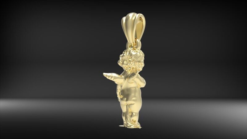 Vintage Cherub Baby Angel Heaven Wings Necklace Jewelry 3D print model_11