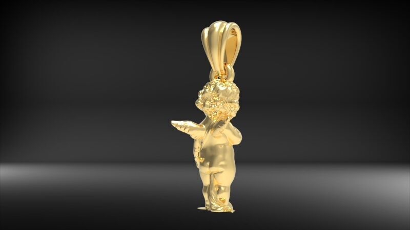Vintage Cherub Baby Angel Heaven Wings Necklace Jewelry 3D print model_13