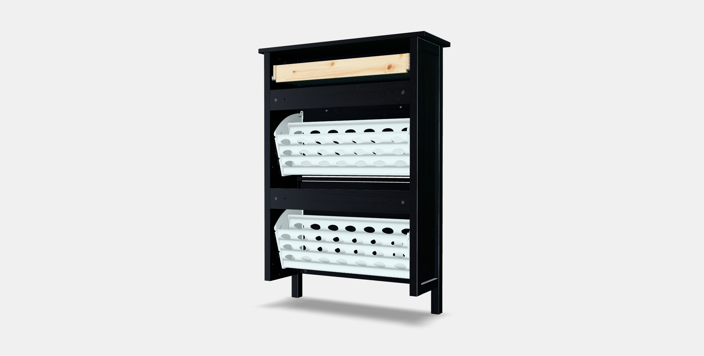 HEMNES Shoe cabinet with 2 compartments 3D model_3