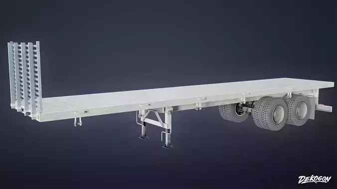 VEHICLES - Flatbed Trailer 01 - LOW POLY AND NANITE Low-poly 3D model