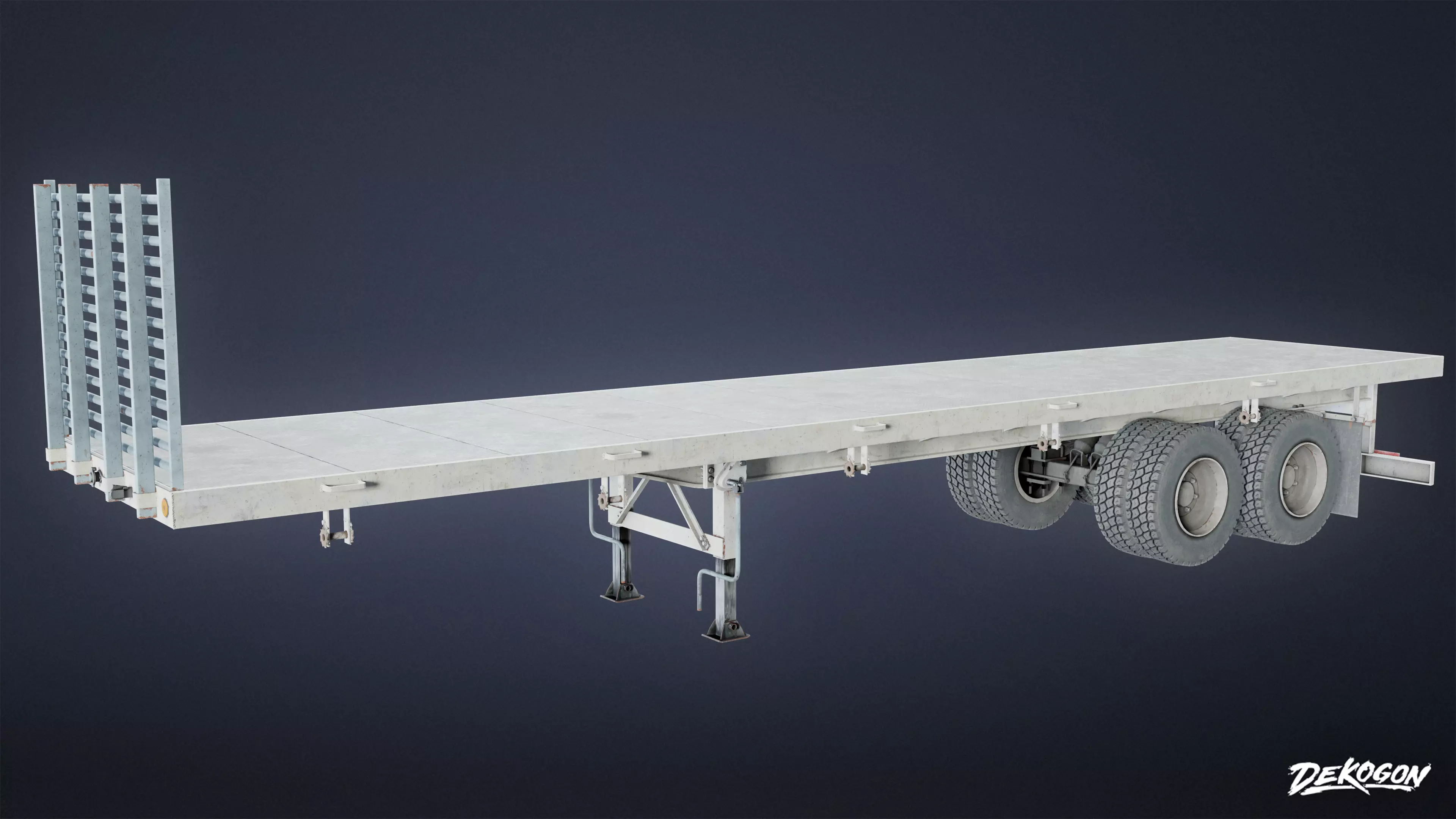 VEHICLES - Flatbed Trailer 01 - LOW POLY AND NANITE Low-poly 3D model_0