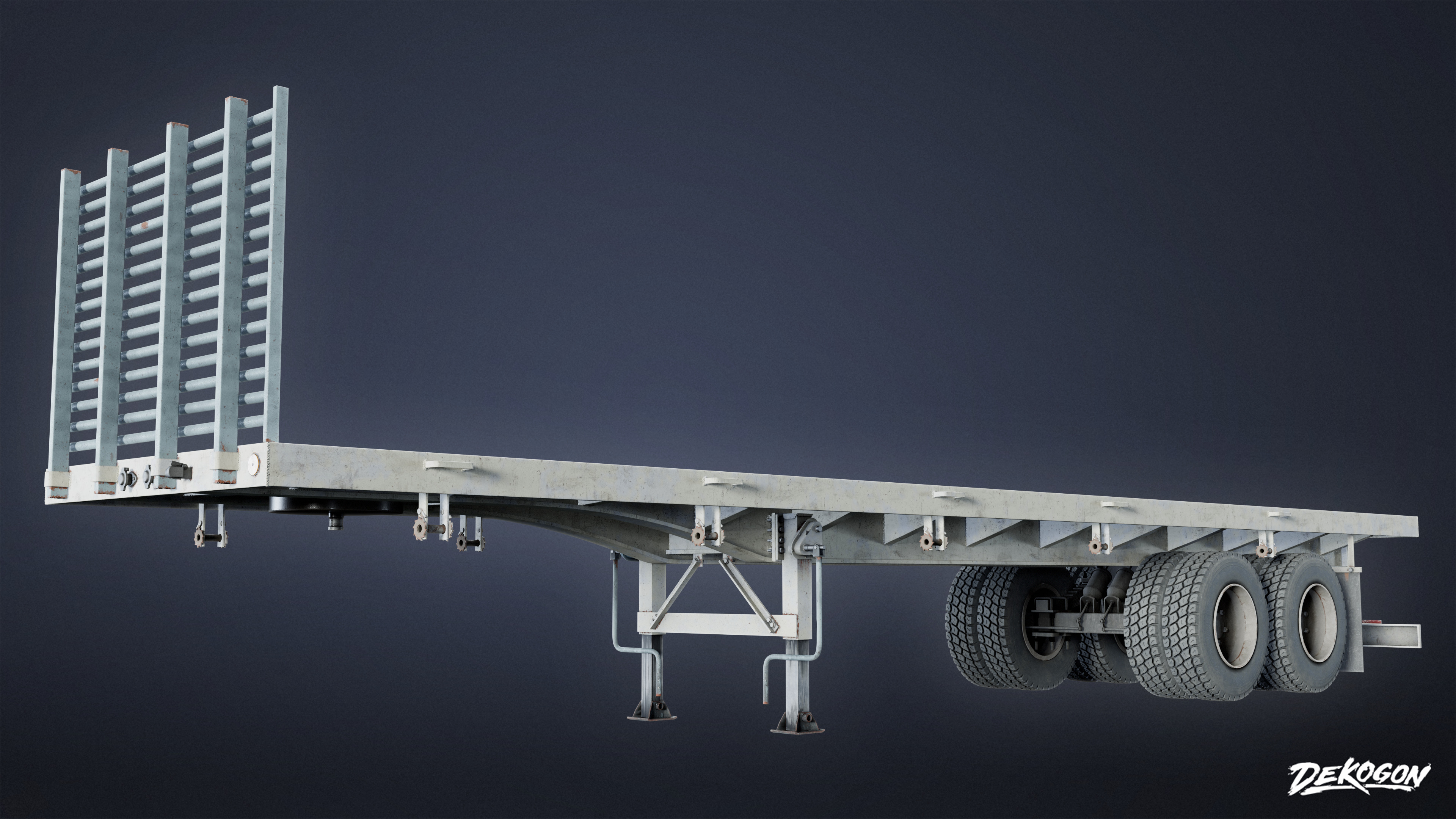 VEHICLES - Flatbed Trailer 01 - LOW POLY AND NANITE Low-poly 3D model_3
