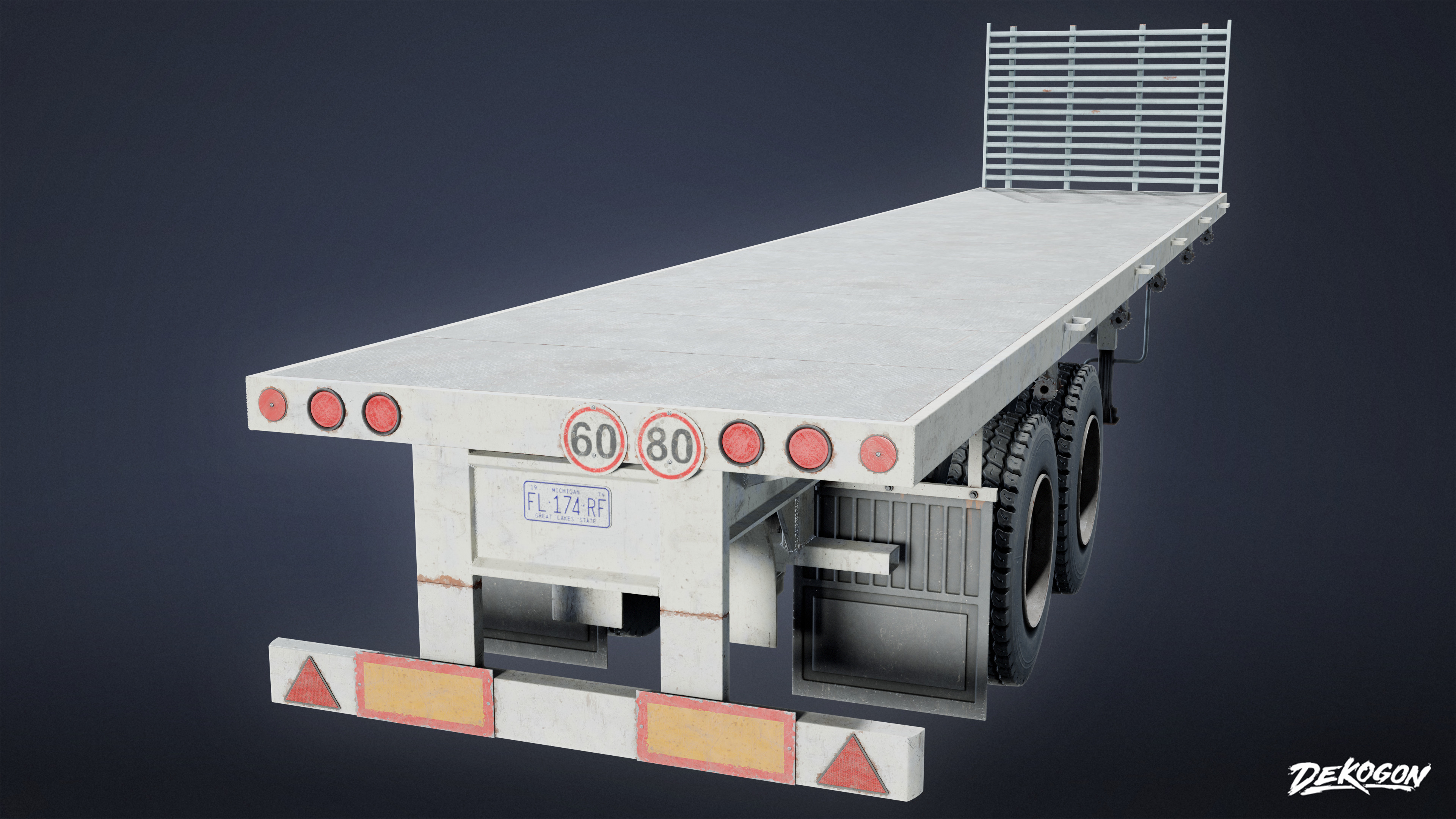 VEHICLES - Flatbed Trailer 01 - LOW POLY AND NANITE Low-poly 3D model_4