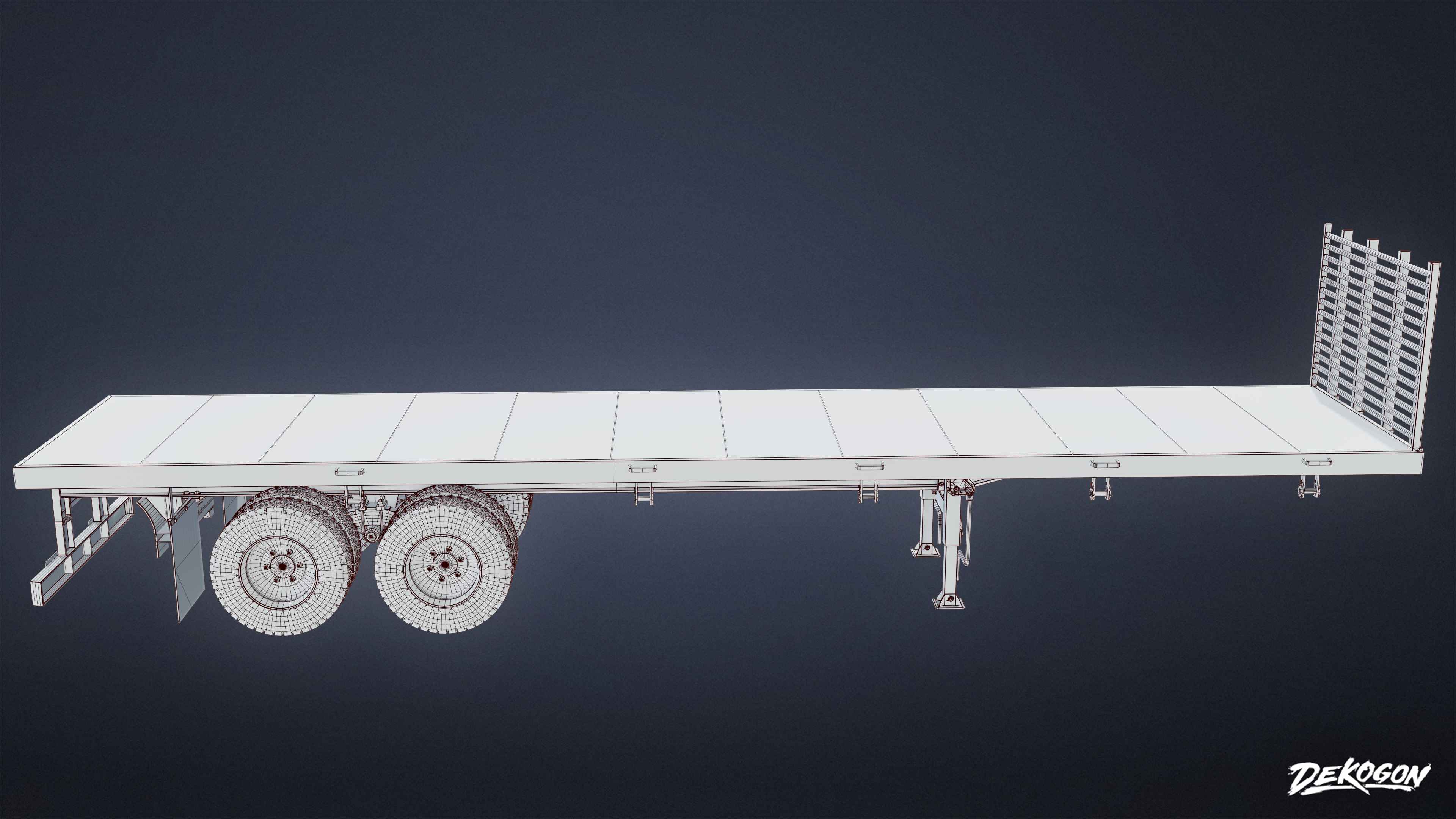 VEHICLES - Flatbed Trailer 01 - LOW POLY AND NANITE Low-poly 3D model_9