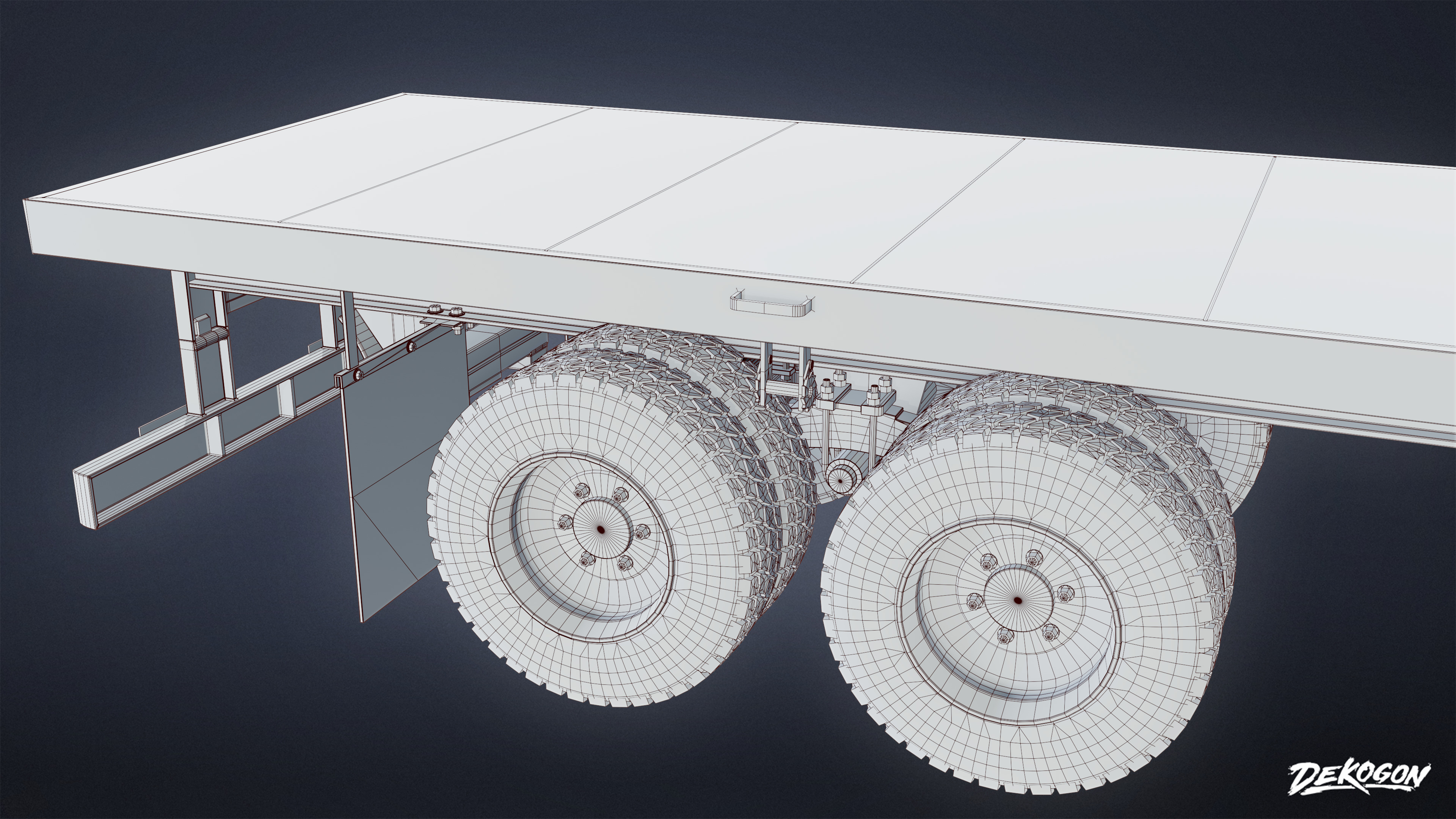 VEHICLES - Flatbed Trailer 01 - LOW POLY AND NANITE Low-poly 3D model_8