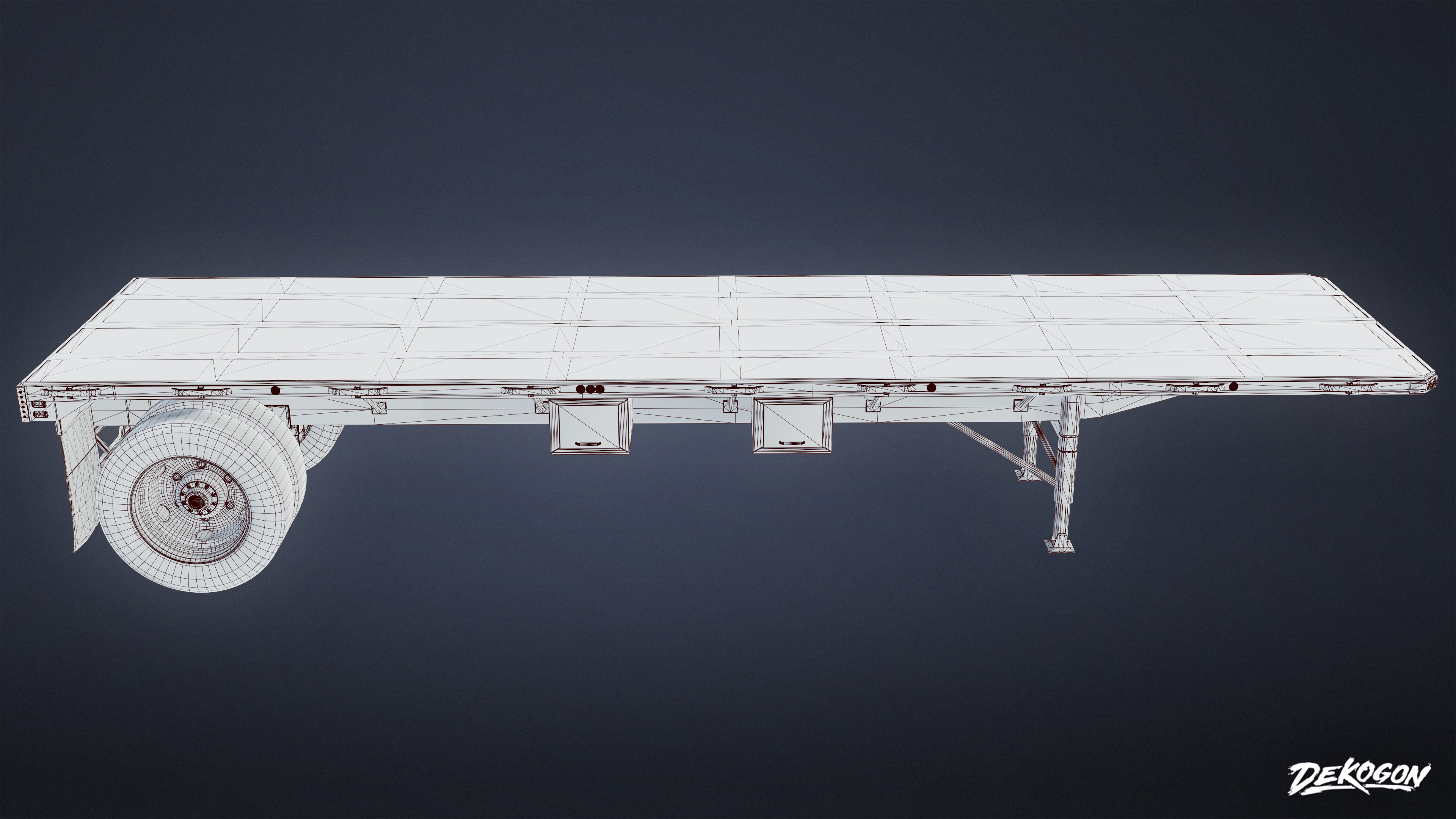 VEHICLES - Flatbed Trailer 02 - NANITE Low-poly 3D model_8