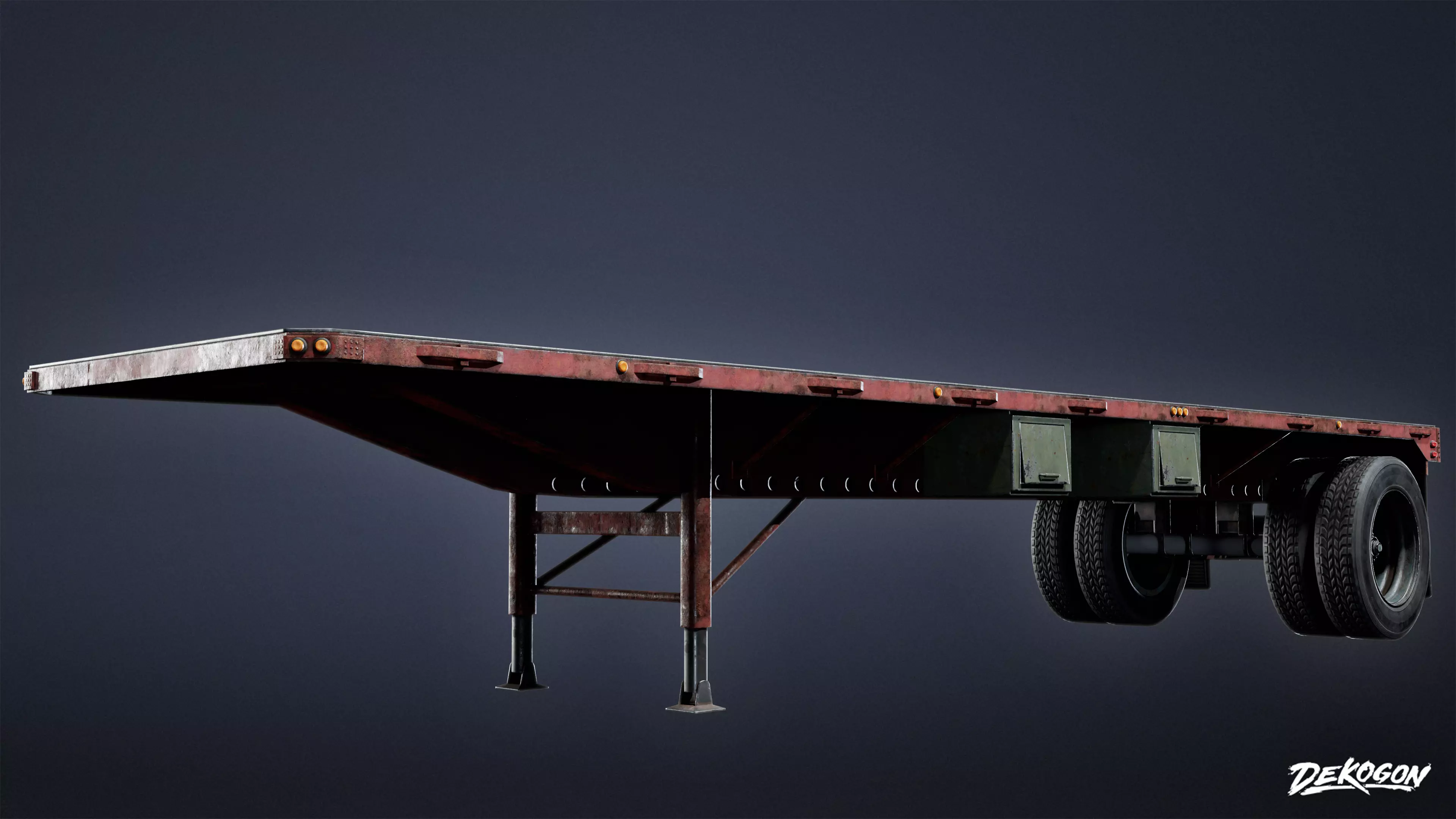 VEHICLES - Flatbed Trailer 02 - NANITE Low-poly 3D model_0