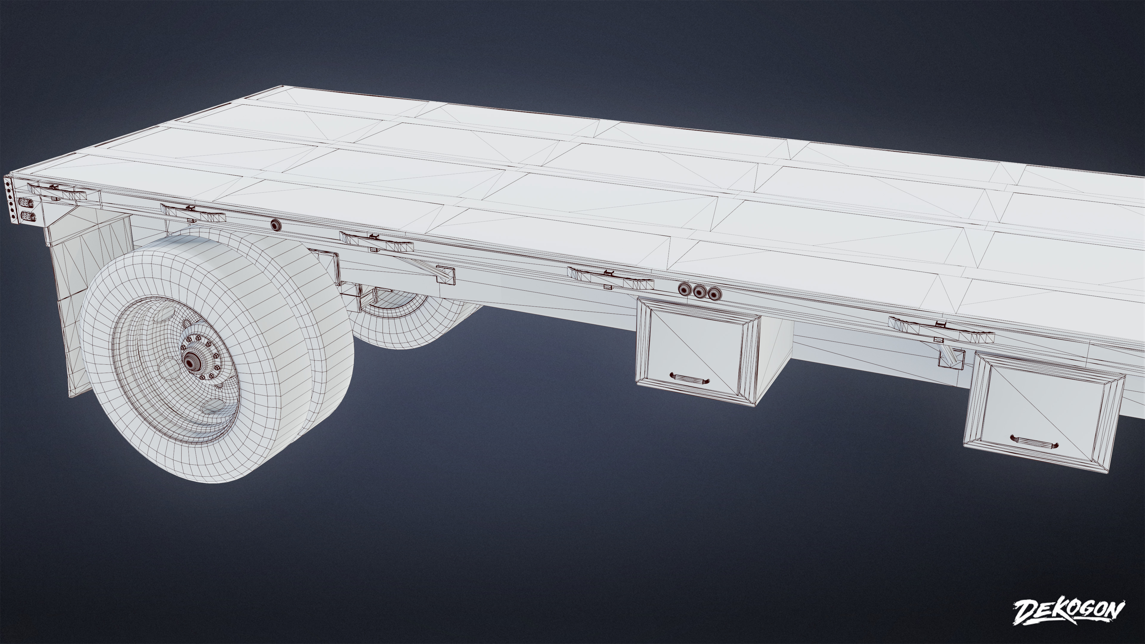 VEHICLES - Flatbed Trailer 02 - NANITE Low-poly 3D model_7