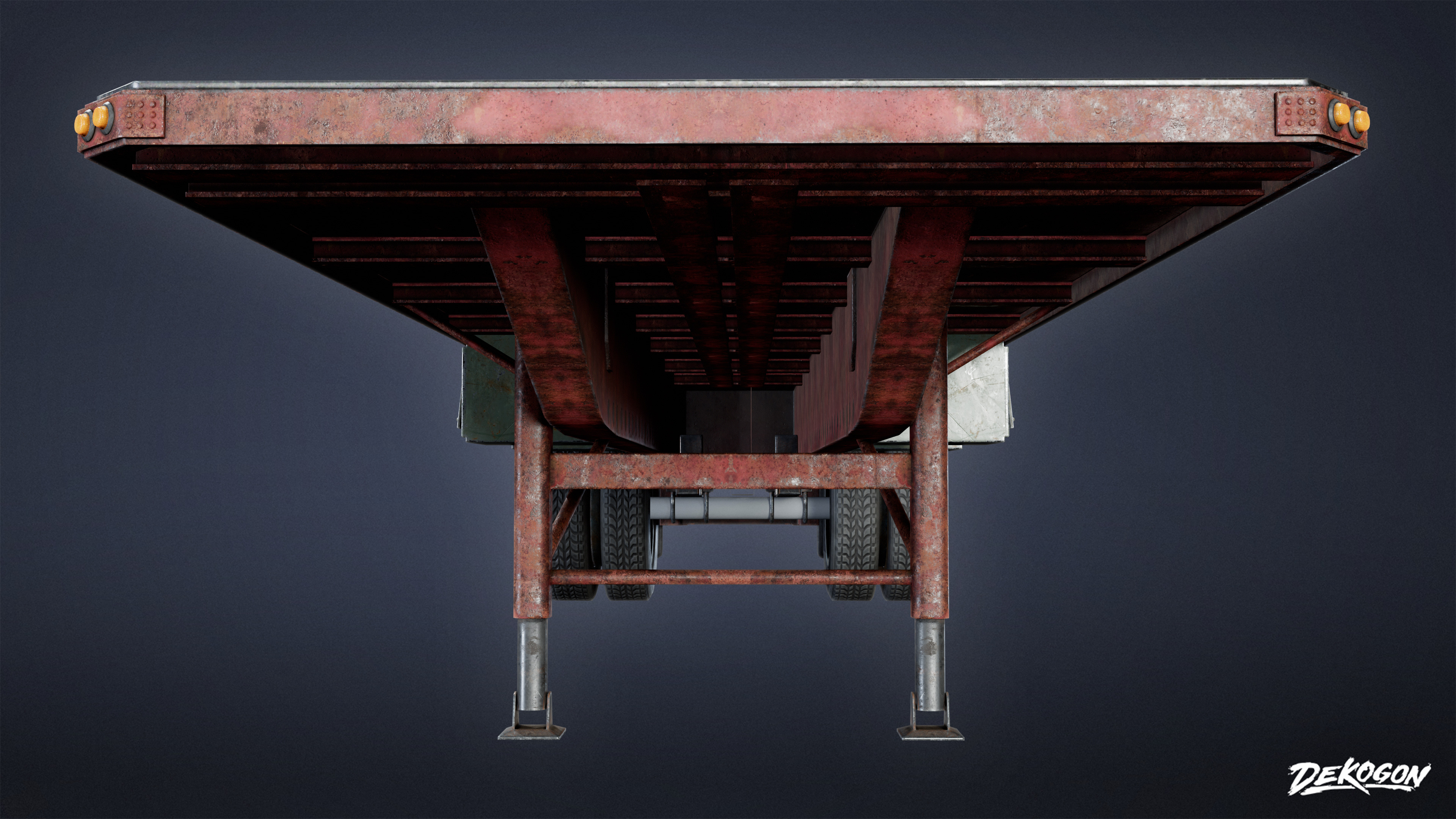 VEHICLES - Flatbed Trailer 02 - NANITE Low-poly 3D model_2