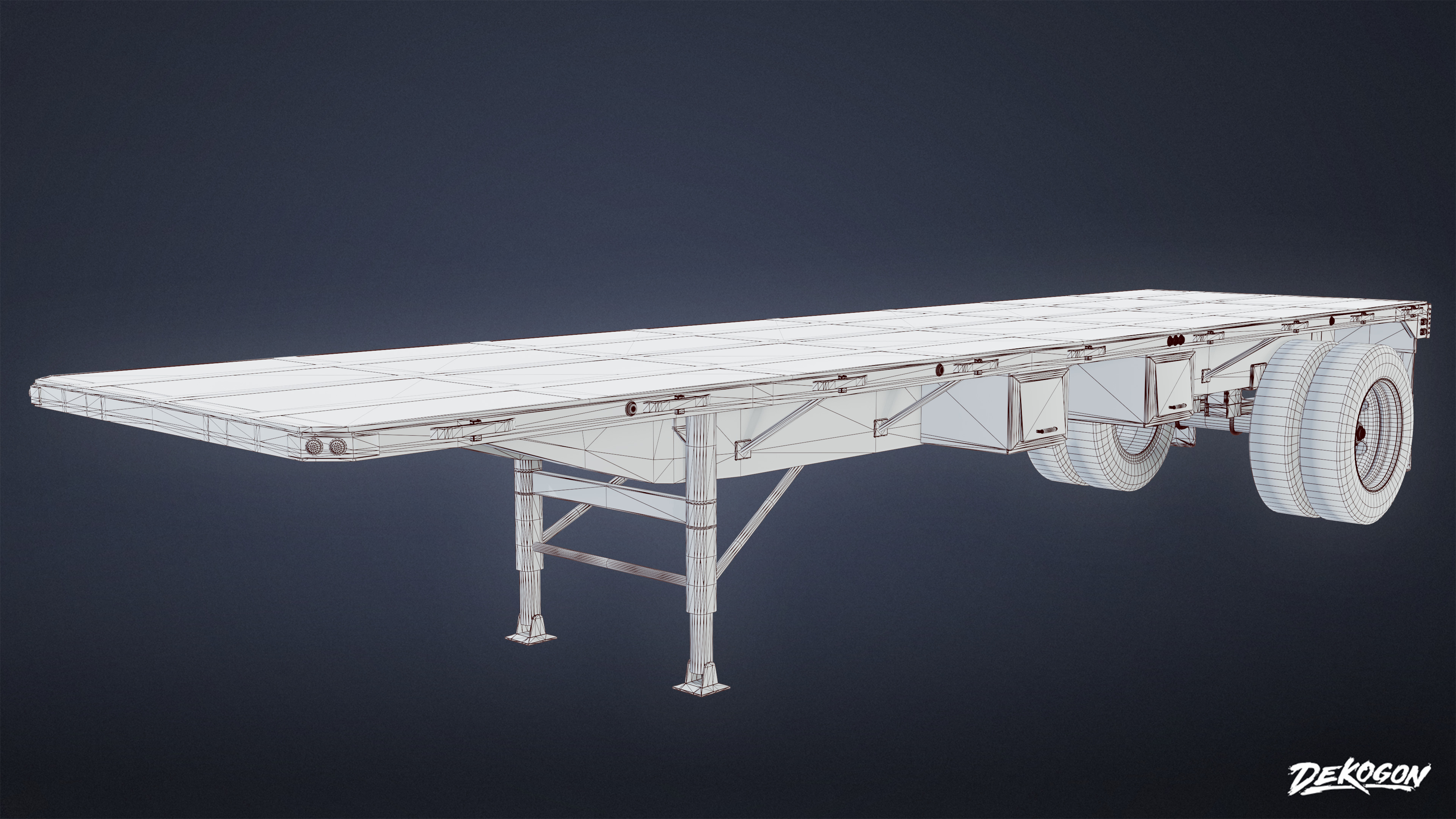 VEHICLES - Flatbed Trailer 02 - NANITE Low-poly 3D model_9