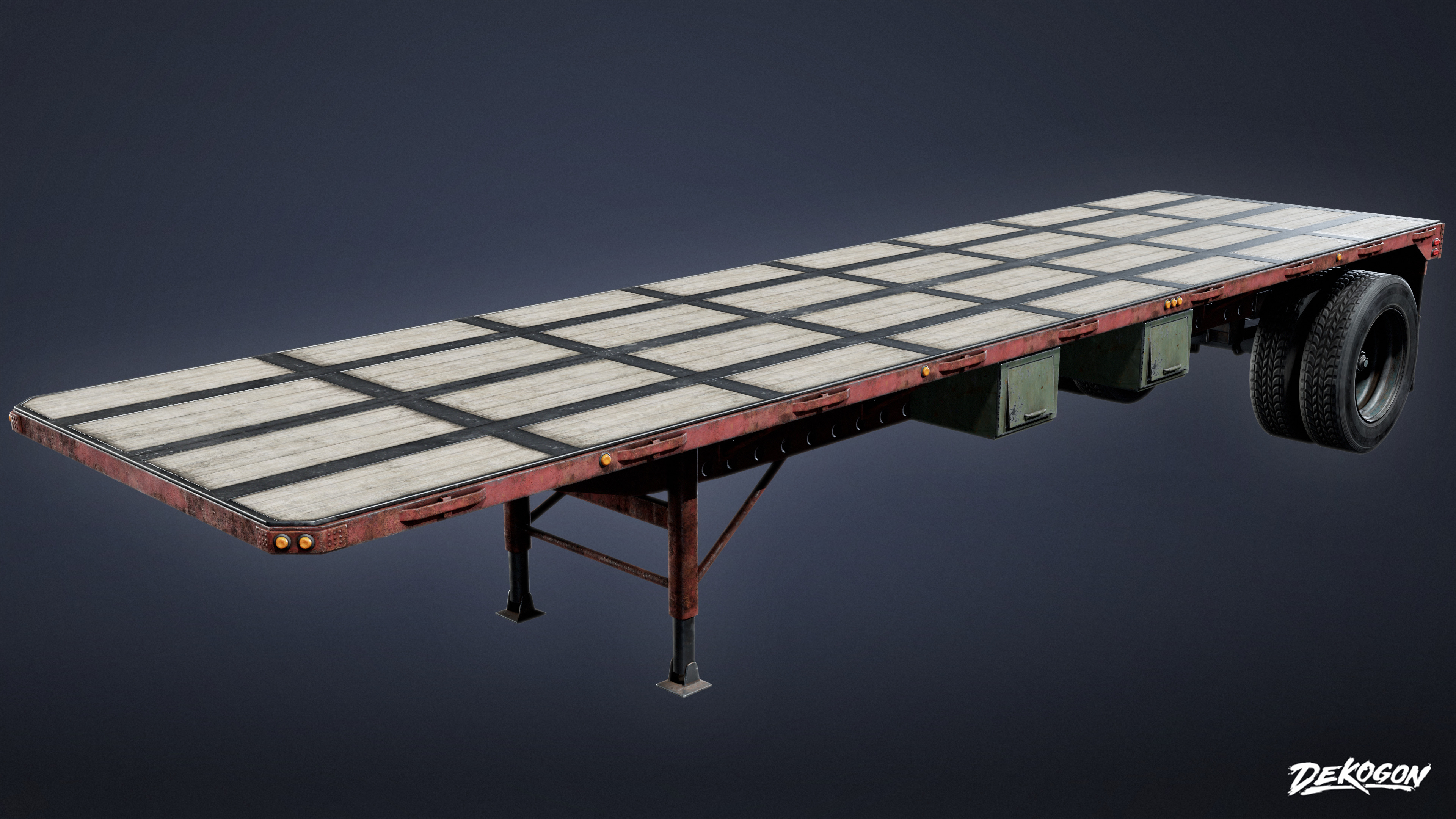 VEHICLES - Flatbed Trailer 02 - NANITE Low-poly 3D model_1