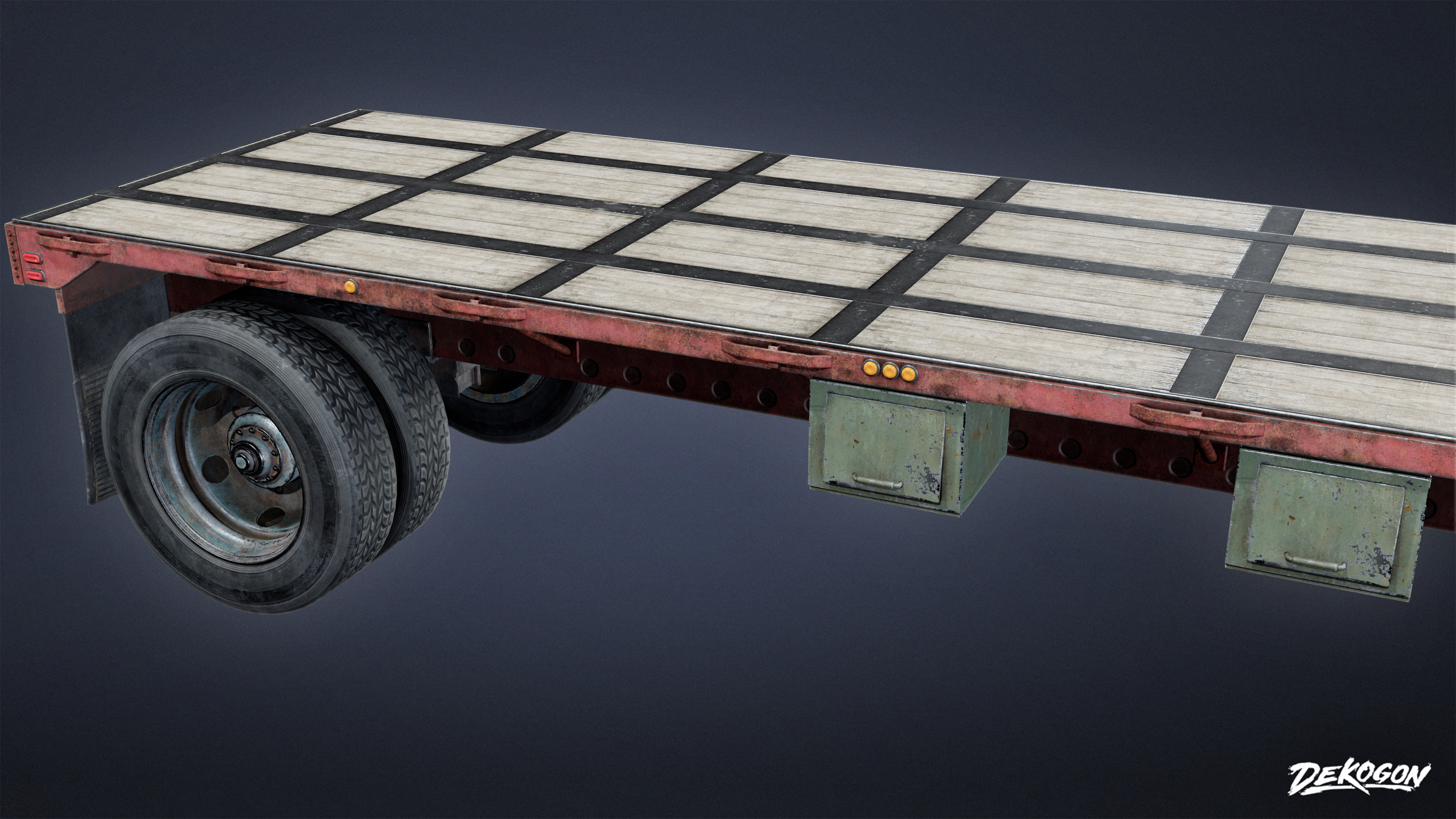 VEHICLES - Flatbed Trailer 02 - NANITE Low-poly 3D model_6