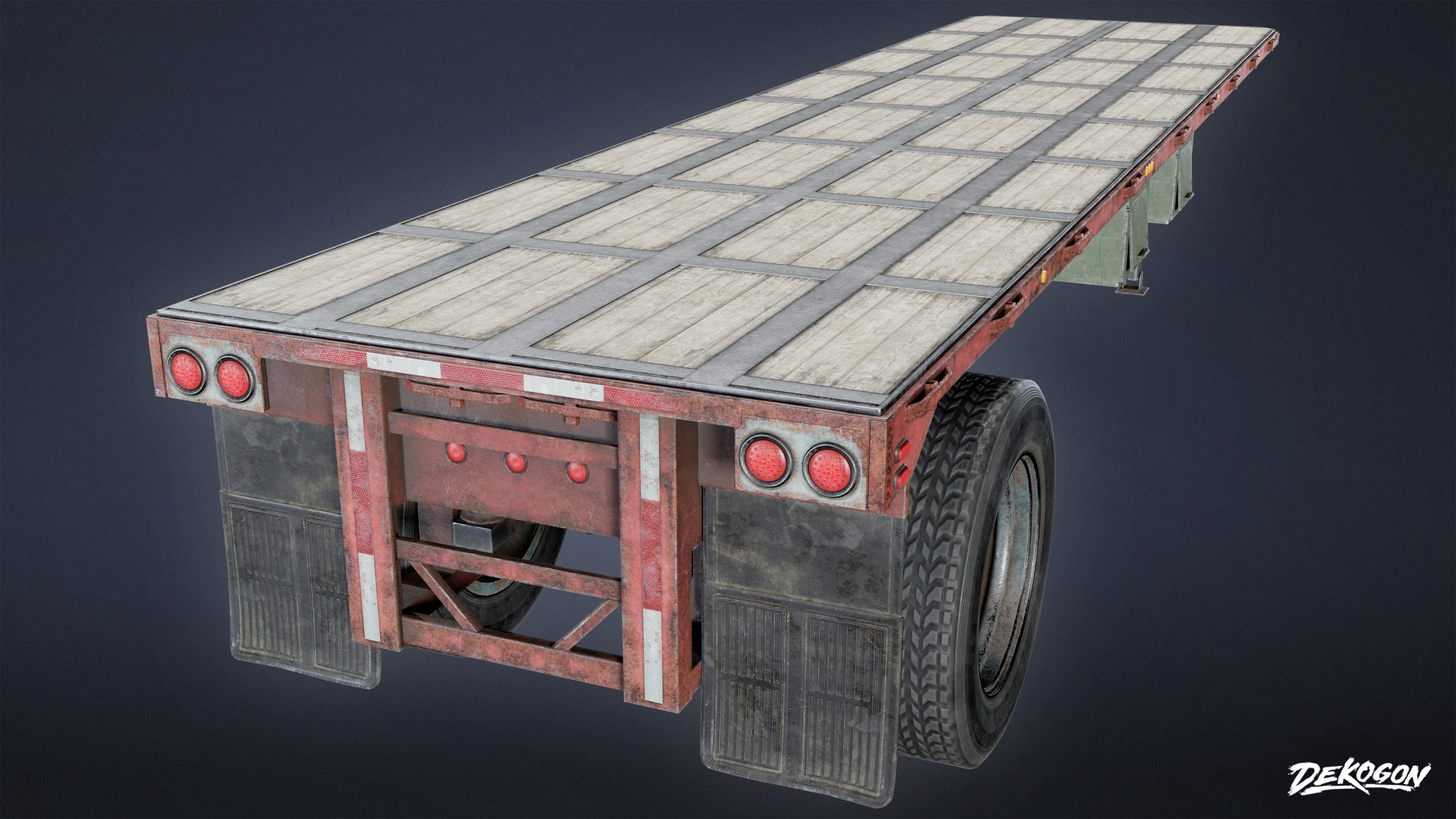 VEHICLES - Flatbed Trailer 02 - NANITE Low-poly 3D model_5