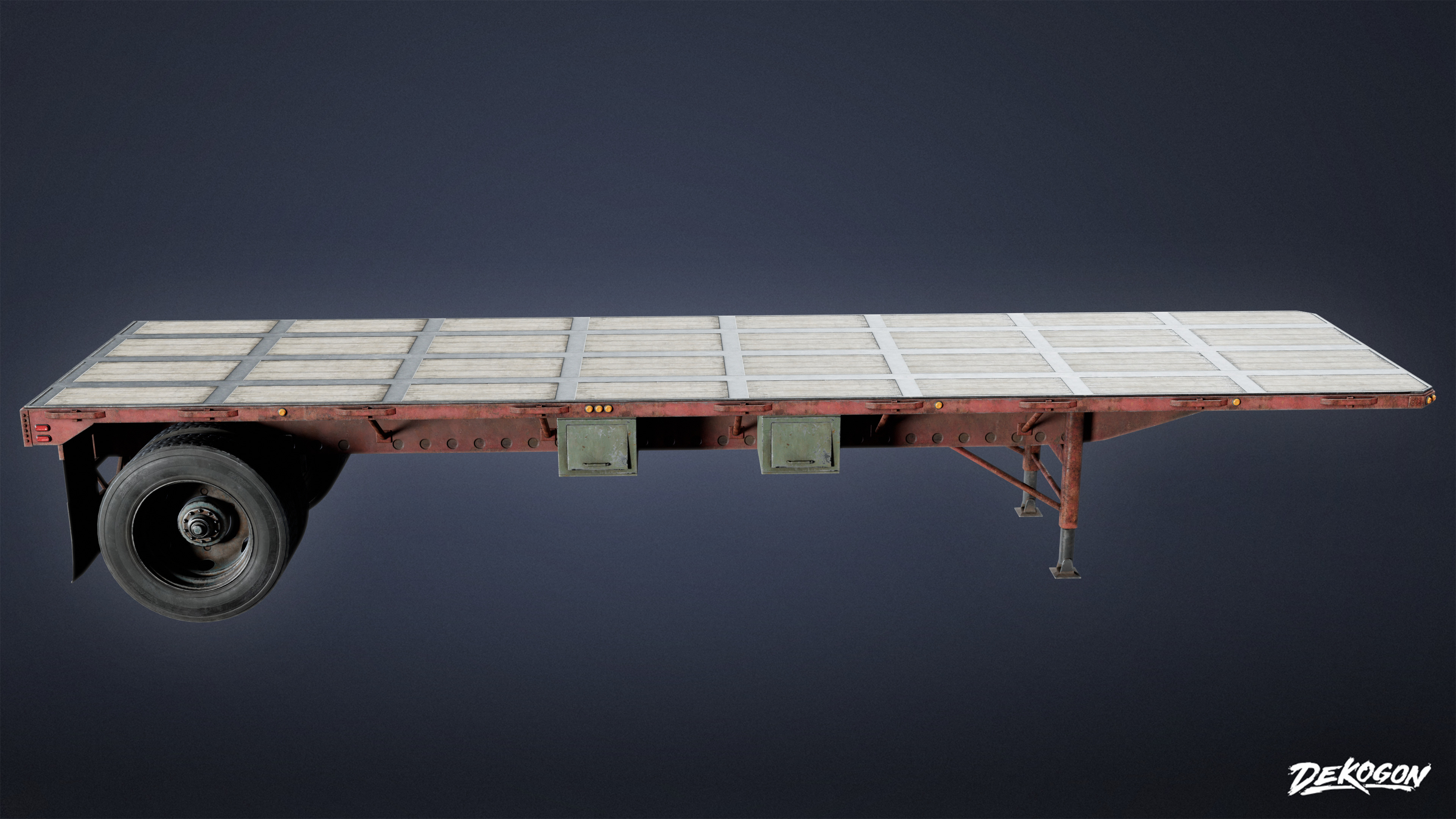 VEHICLES - Flatbed Trailer 02 - NANITE Low-poly 3D model_4