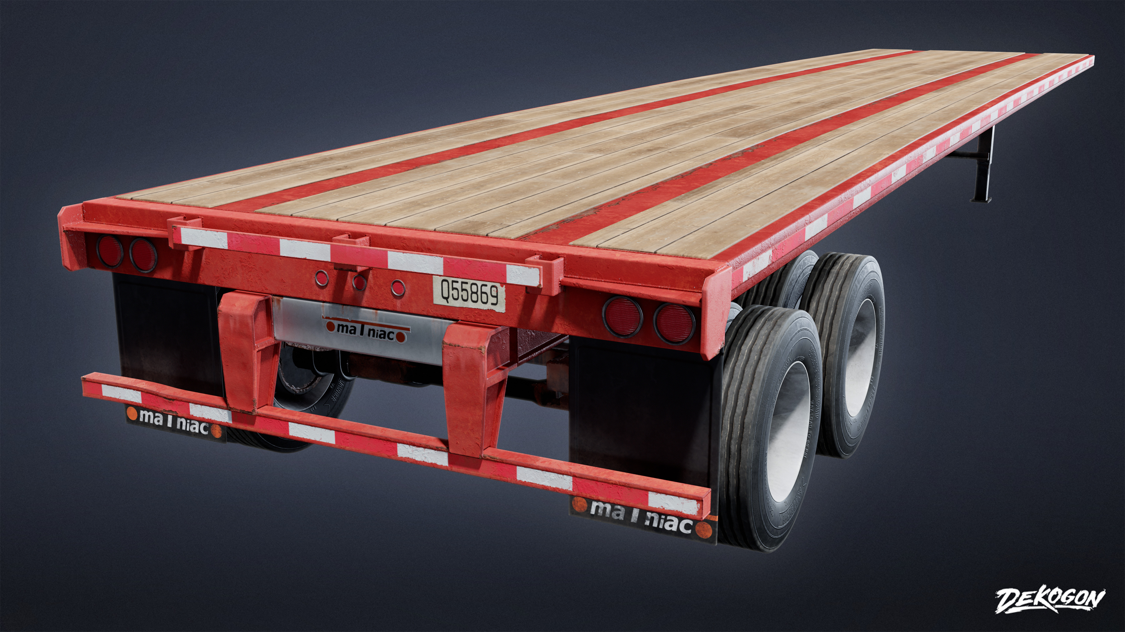 VEHICLES - Flatbed Trailer 03 - NANITE Low-poly 3D model_5