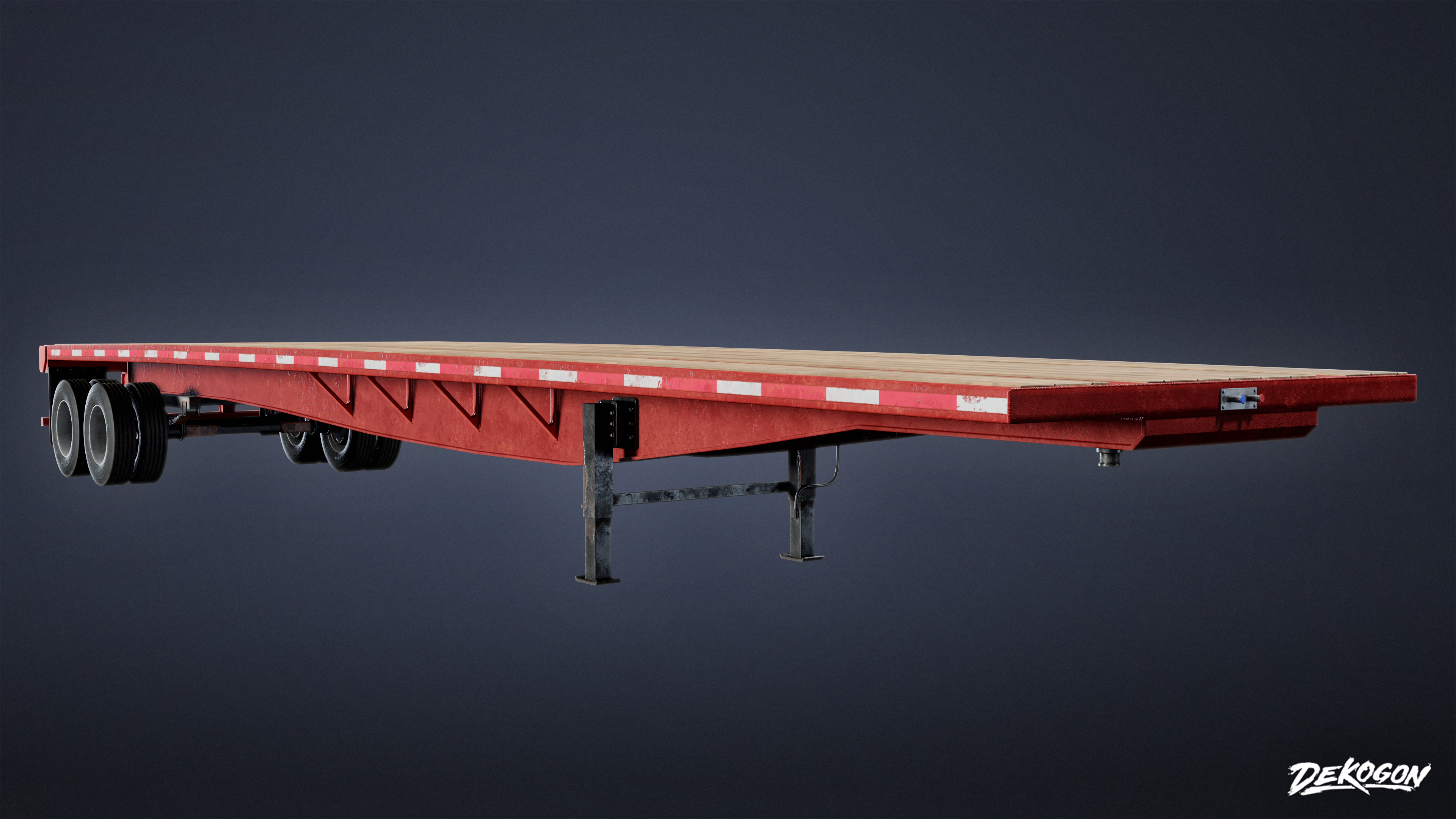 VEHICLES - Flatbed Trailer 03 - NANITE Low-poly 3D model_3