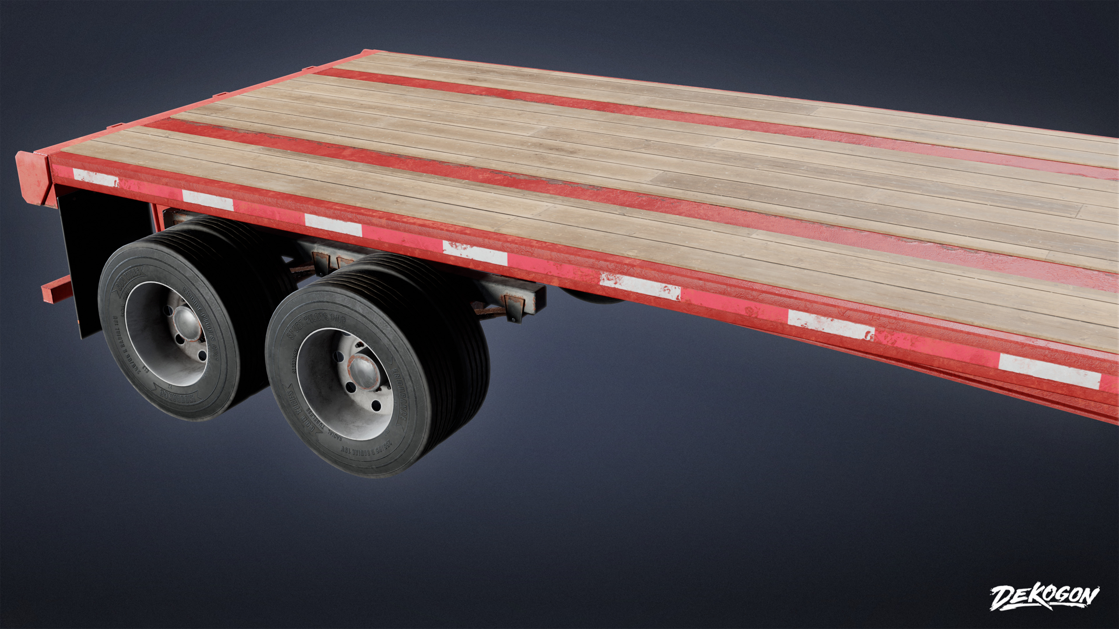 VEHICLES - Flatbed Trailer 03 - NANITE Low-poly 3D model_6