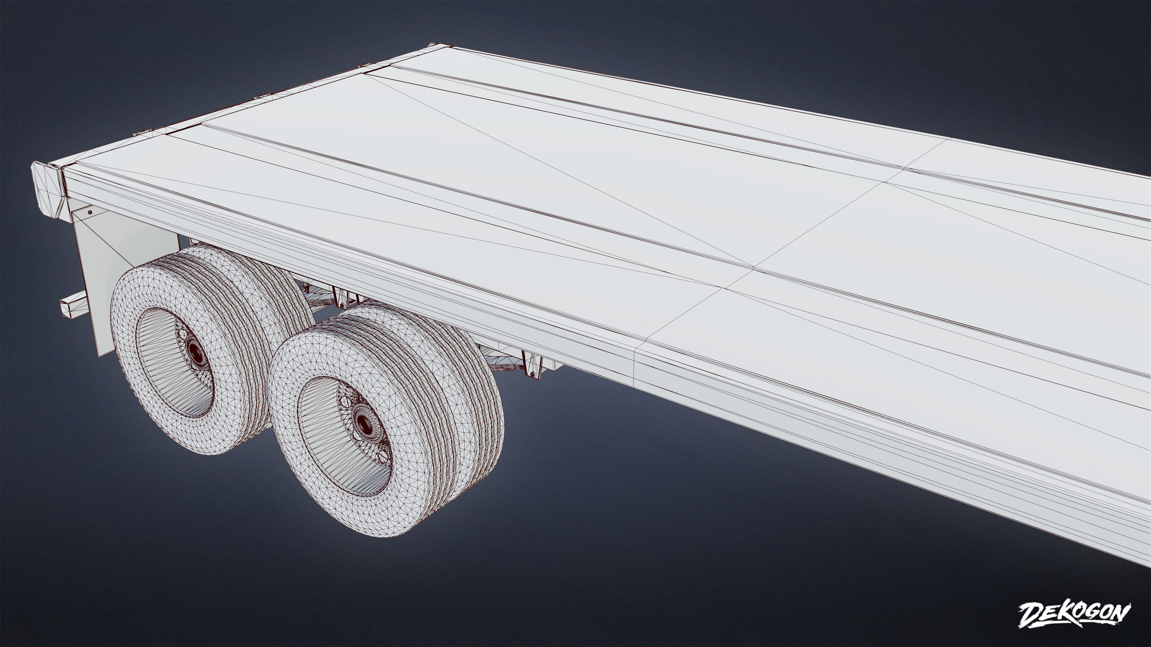 VEHICLES - Flatbed Trailer 03 - NANITE Low-poly 3D model_8