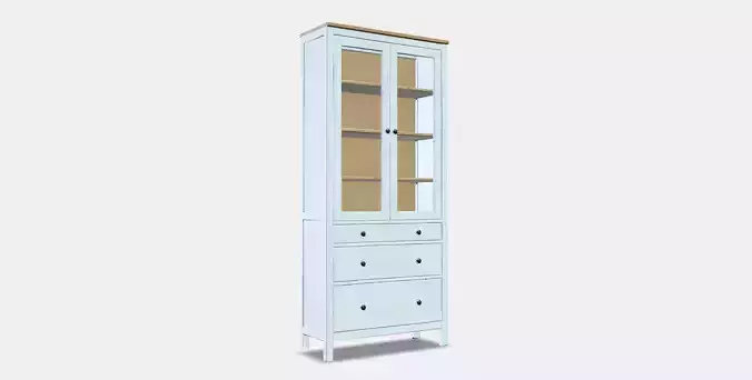HEMNES Glass-door cabinet with 3 drawers 1