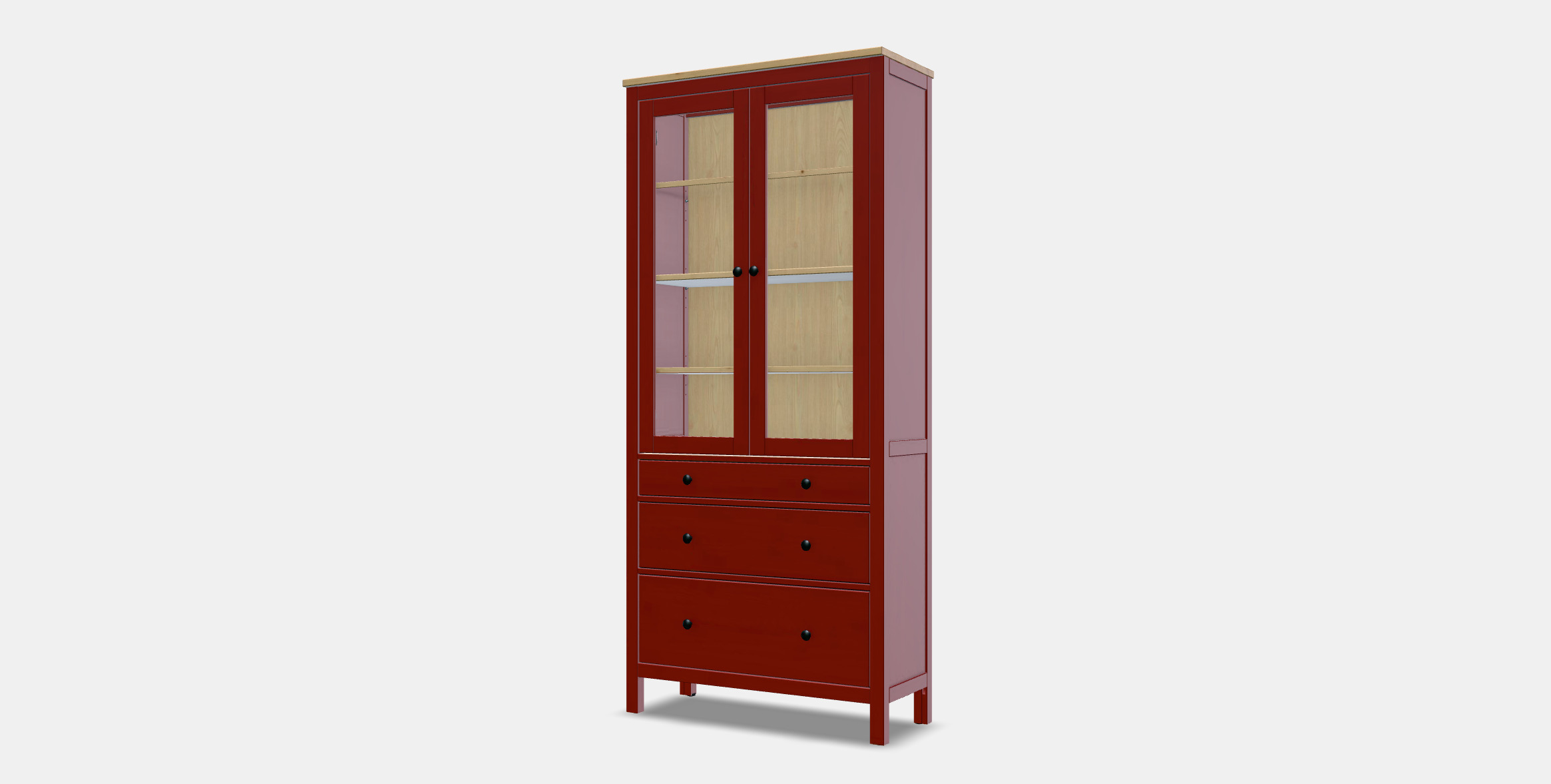HEMNES Glass-door cabinet with 3 drawers 2 3D model_12