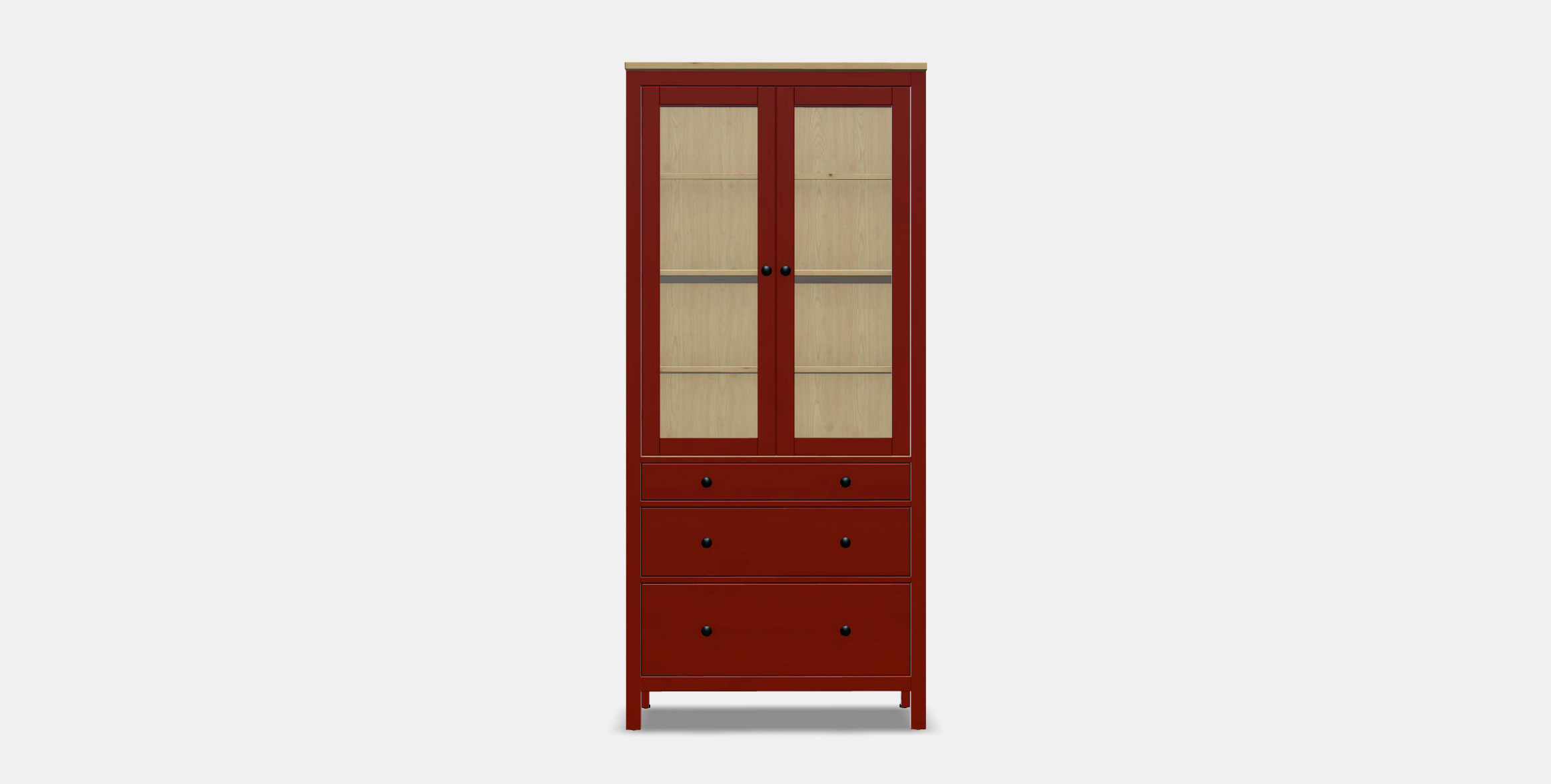 HEMNES Glass-door cabinet with 3 drawers 2 3D model_10