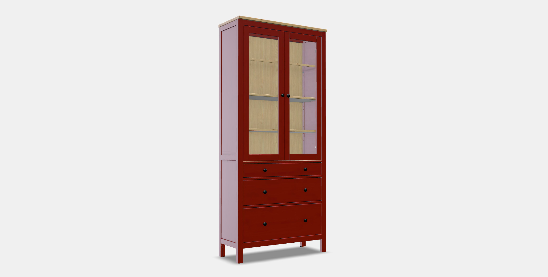 HEMNES Glass-door cabinet with 3 drawers 2 3D model_3