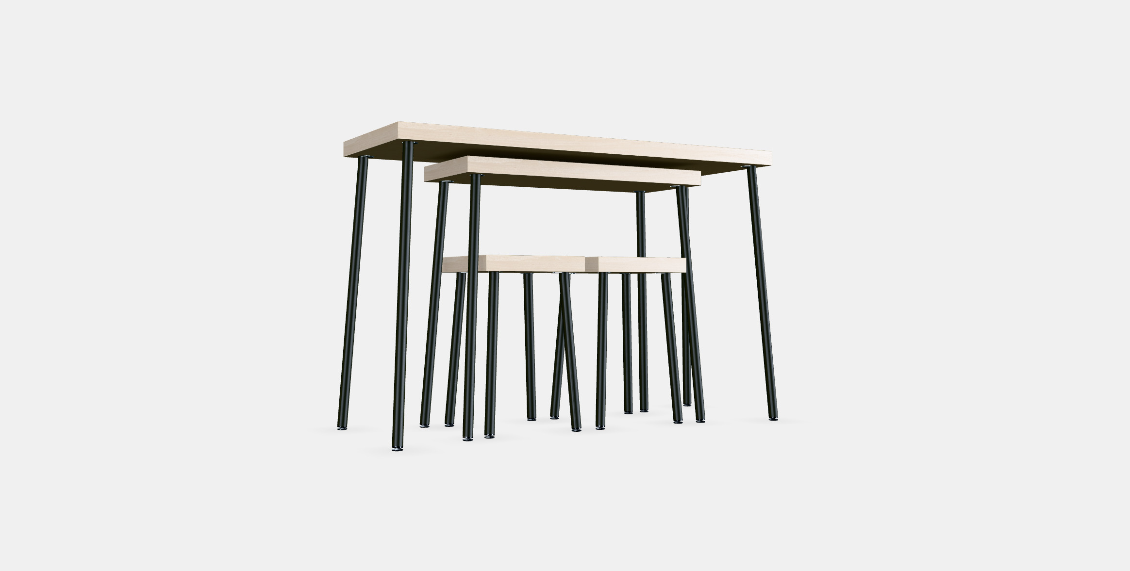 FRIDNAS Nesting tables with stools set of 4 3D model_12