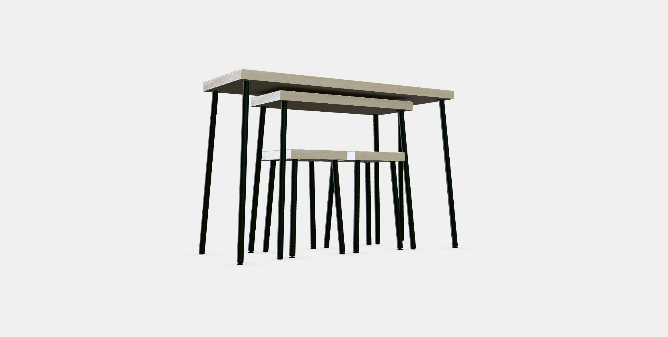 FRIDNAS Nesting tables with stools set of 4 3D model_3
