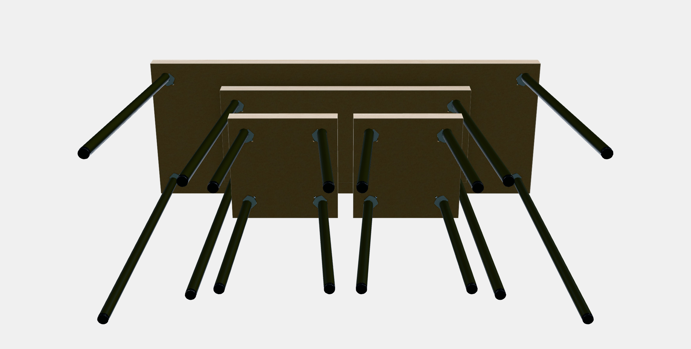 FRIDNAS Nesting tables with stools set of 4 3D model_7