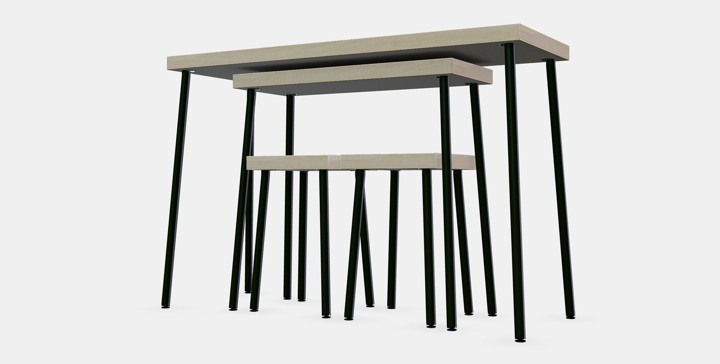 FRIDNAS Nesting tables with stools set of 4 3D model_13