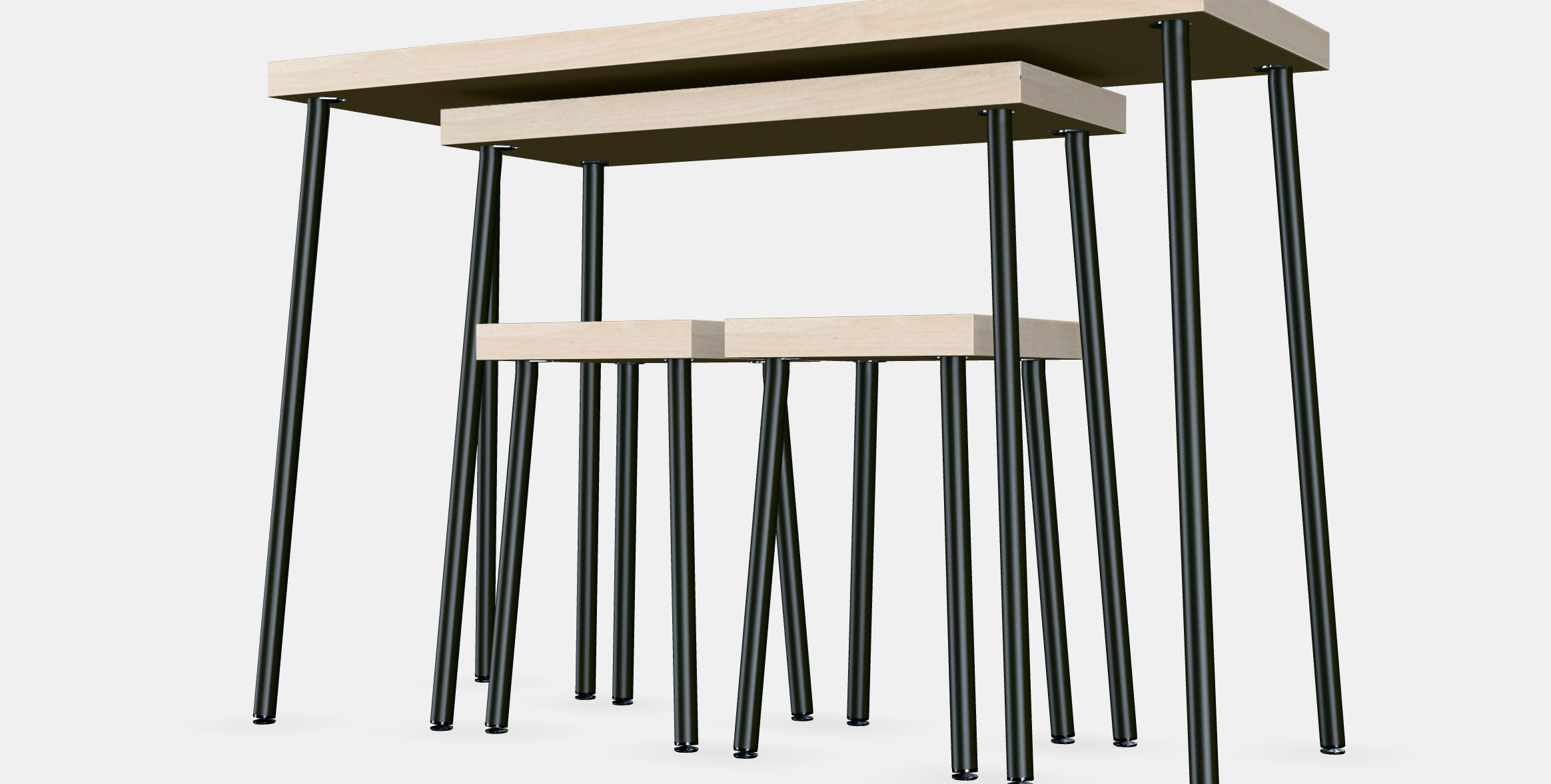 FRIDNAS Nesting tables with stools set of 4 3D model_10