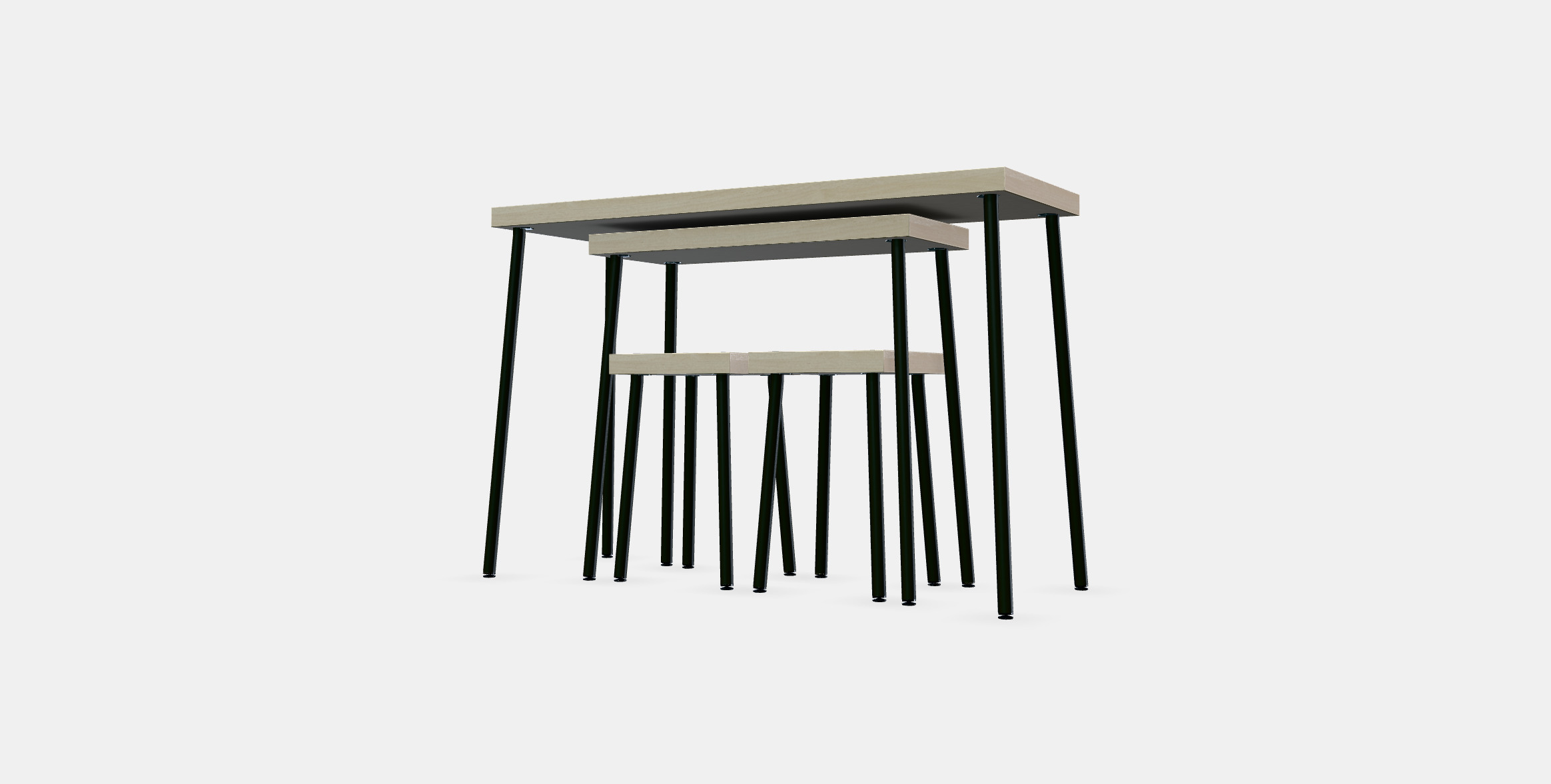 FRIDNAS Nesting tables with stools set of 4 3D model_11