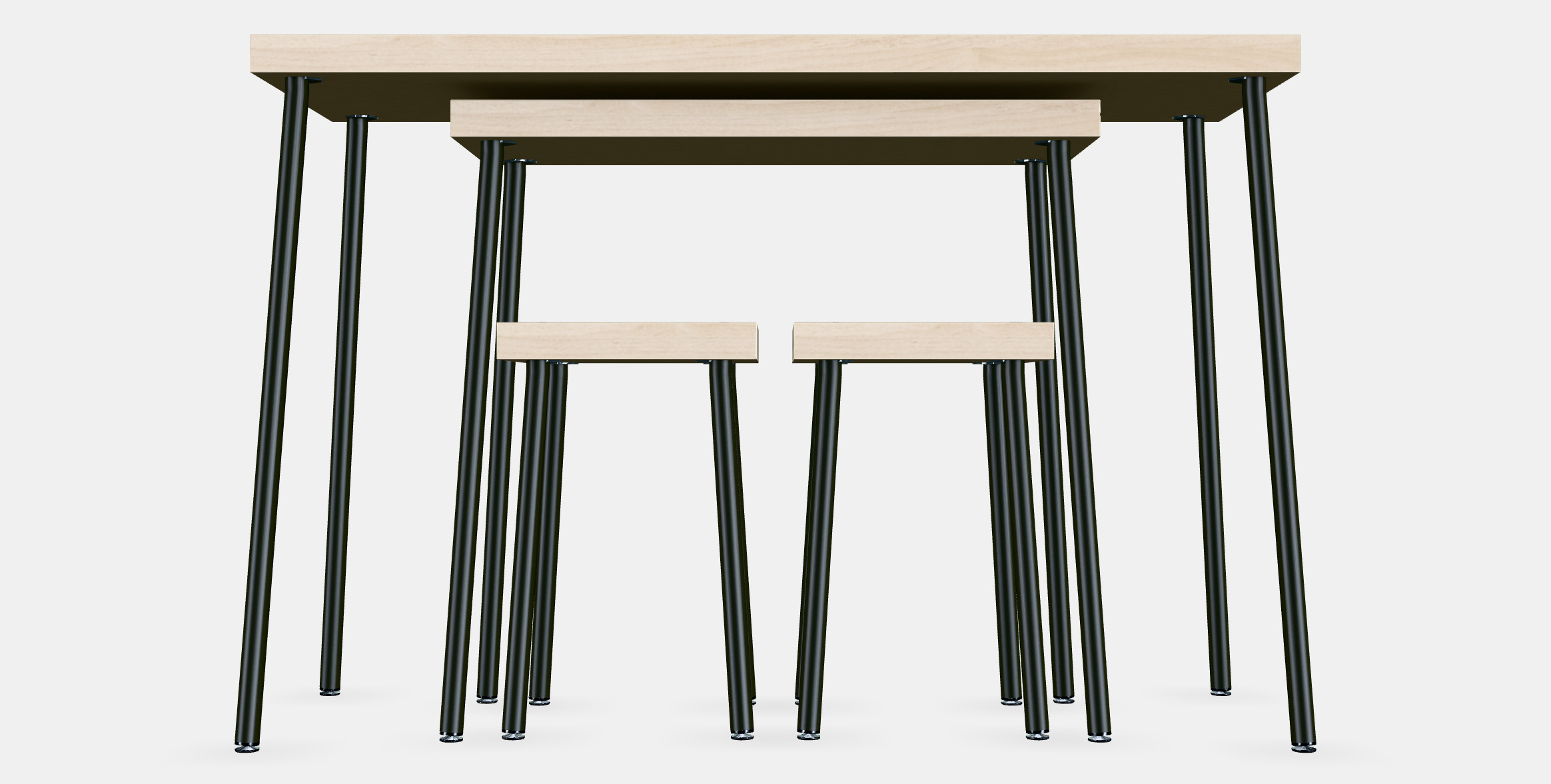 FRIDNAS Nesting tables with stools set of 4 3D model_15