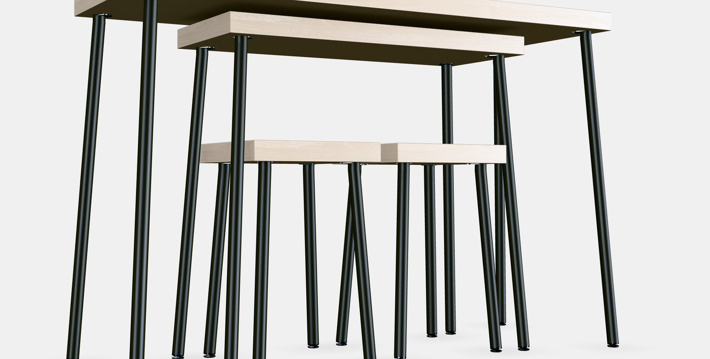 FRIDNAS Nesting tables with stools set of 4 3D model_6