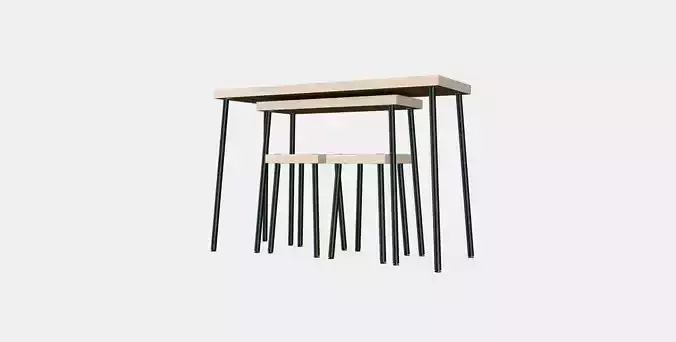 FRIDNAS Nesting tables with stools set of 4