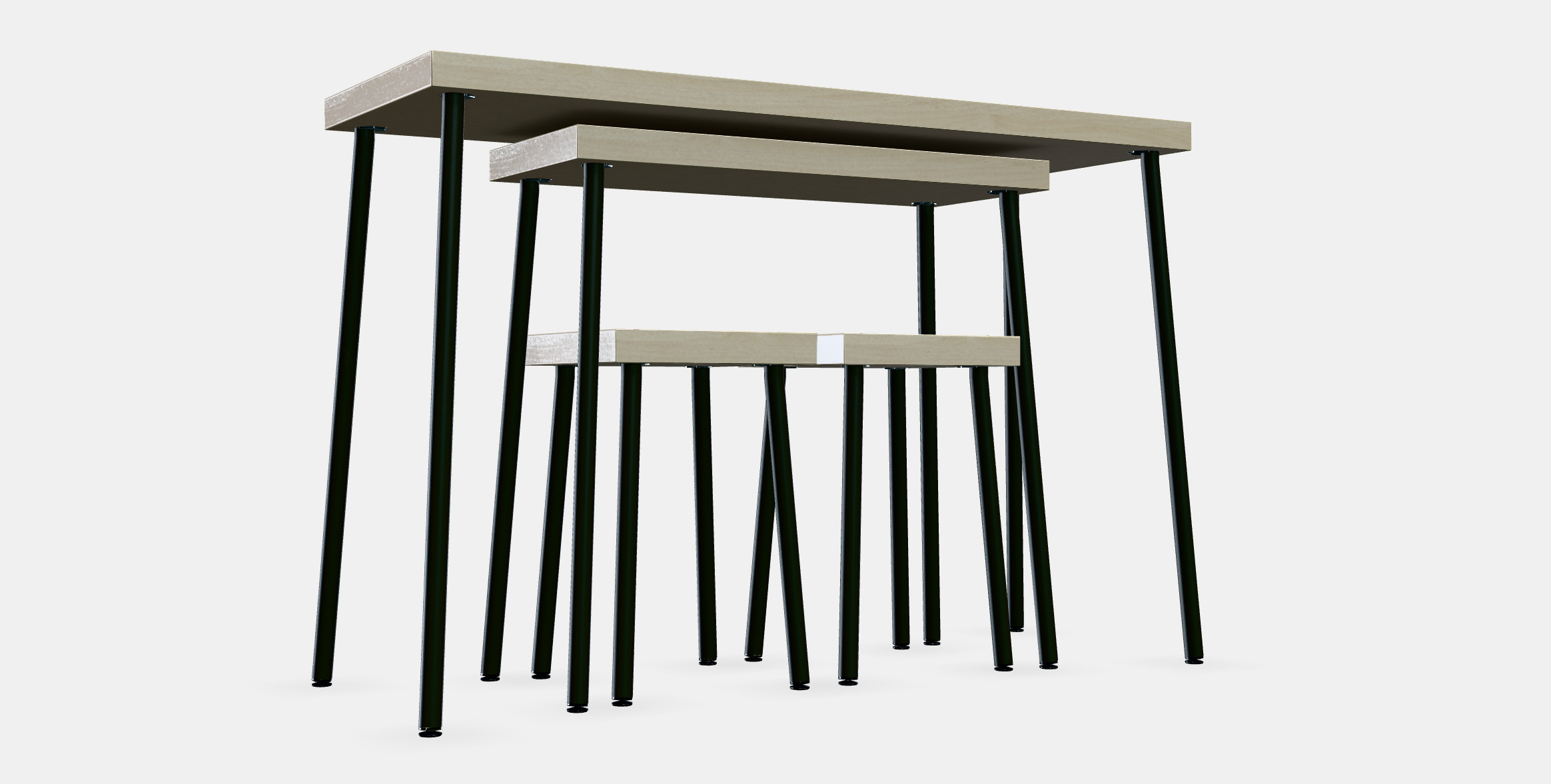 FRIDNAS Nesting tables with stools set of 4 3D model_9