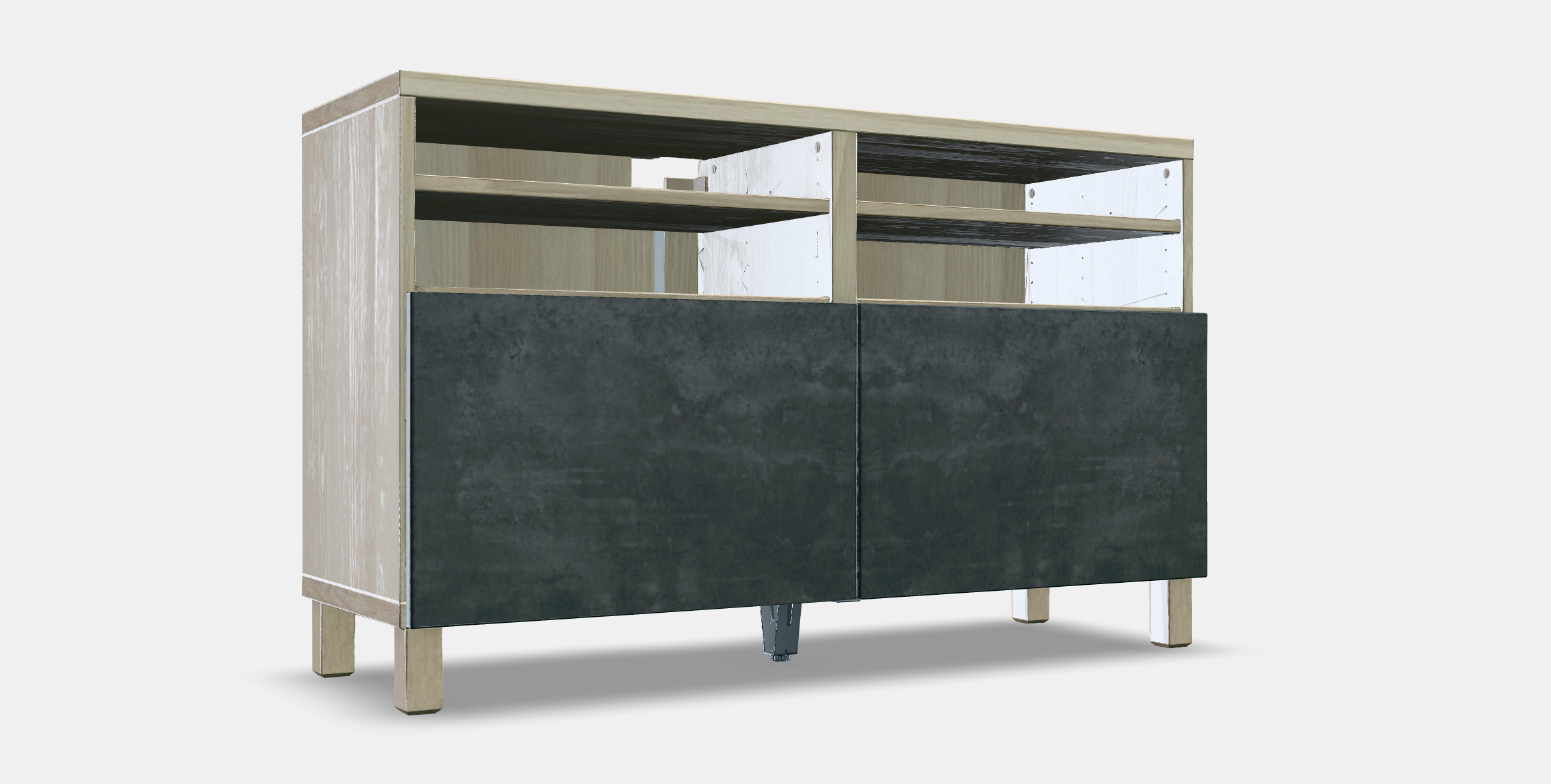 BESTA TV bench with doors 3 Low-poly 3D model_9