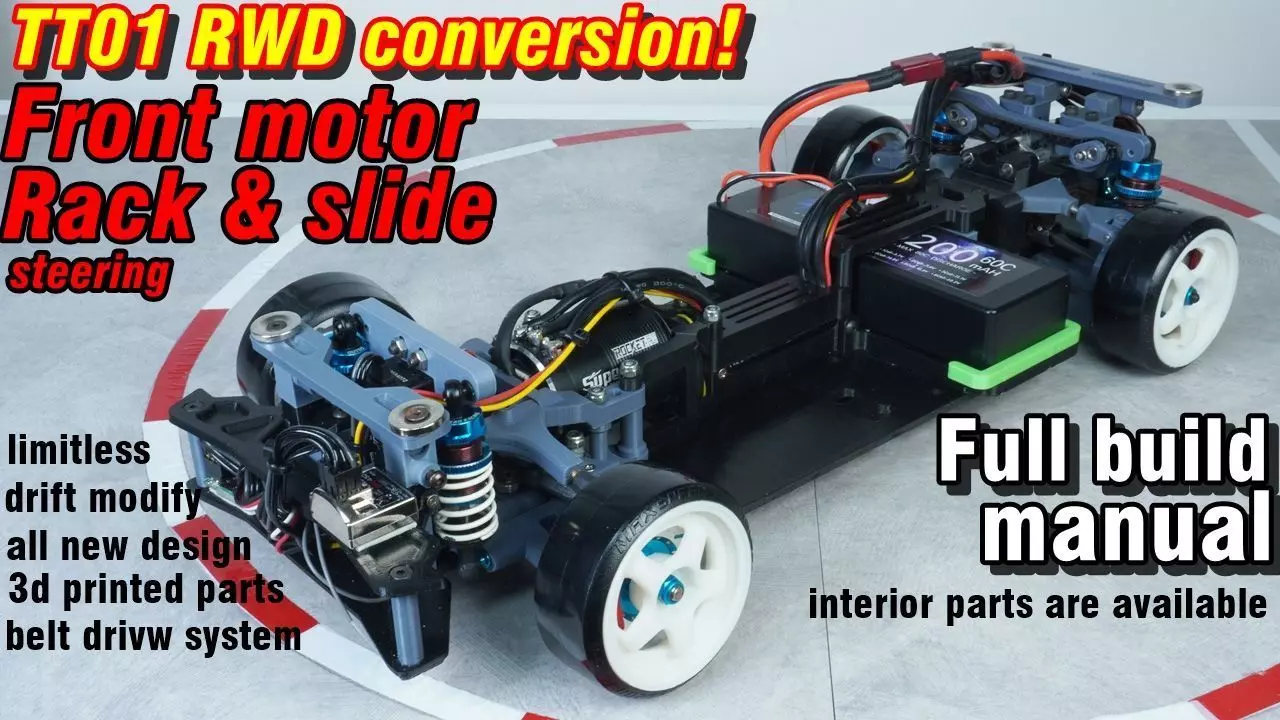 All new Tamiya TT01 RWD drift conversion kit stage 2 3D print model_0