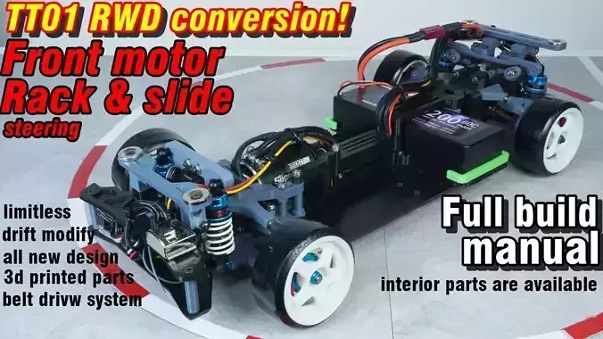 All new Tamiya TT01 RWD drift conversion kit stage 2 3D print model