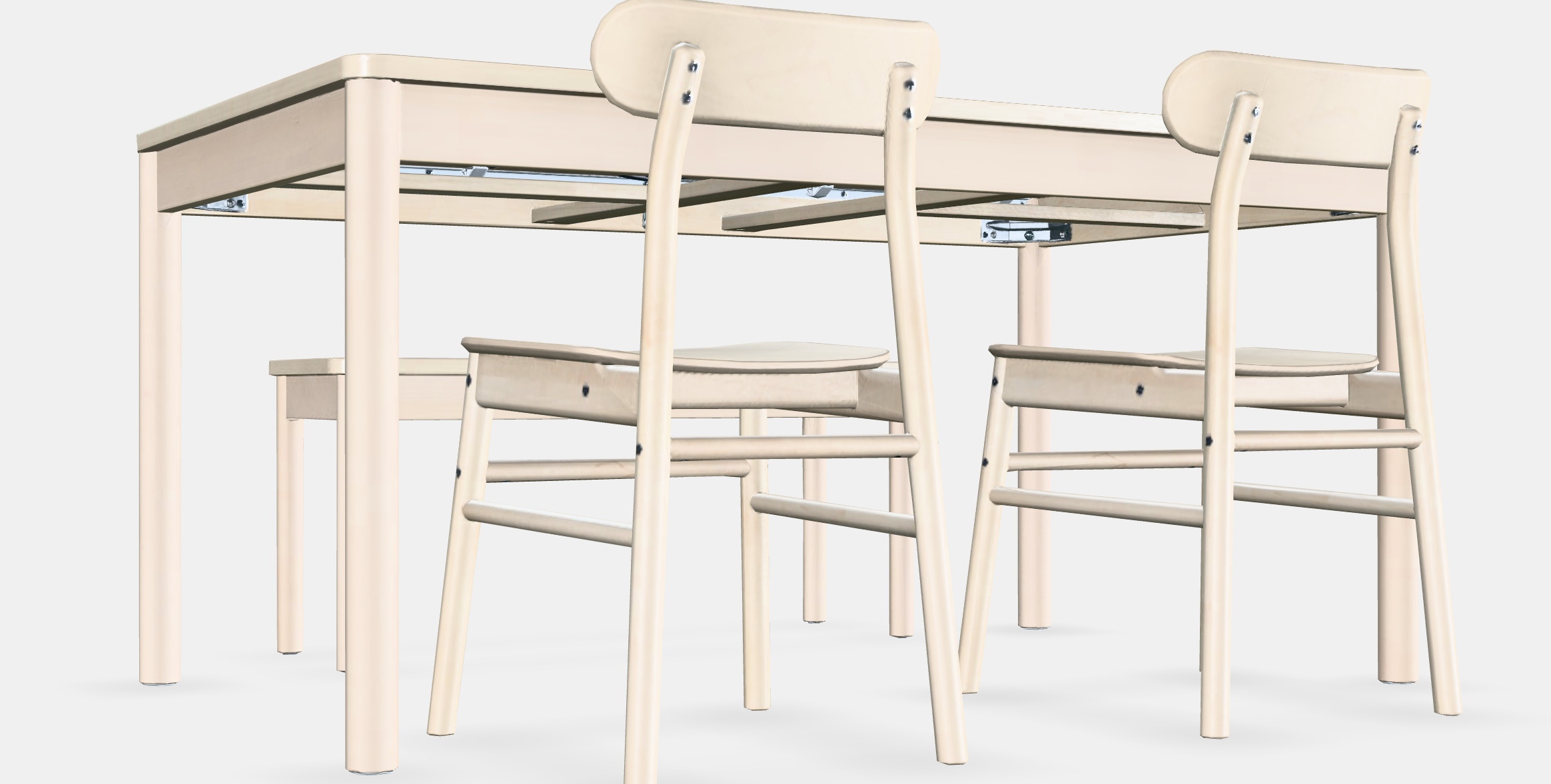 RONNINGE - RONNINGE Table with 2 chairs and bench 3D model_2