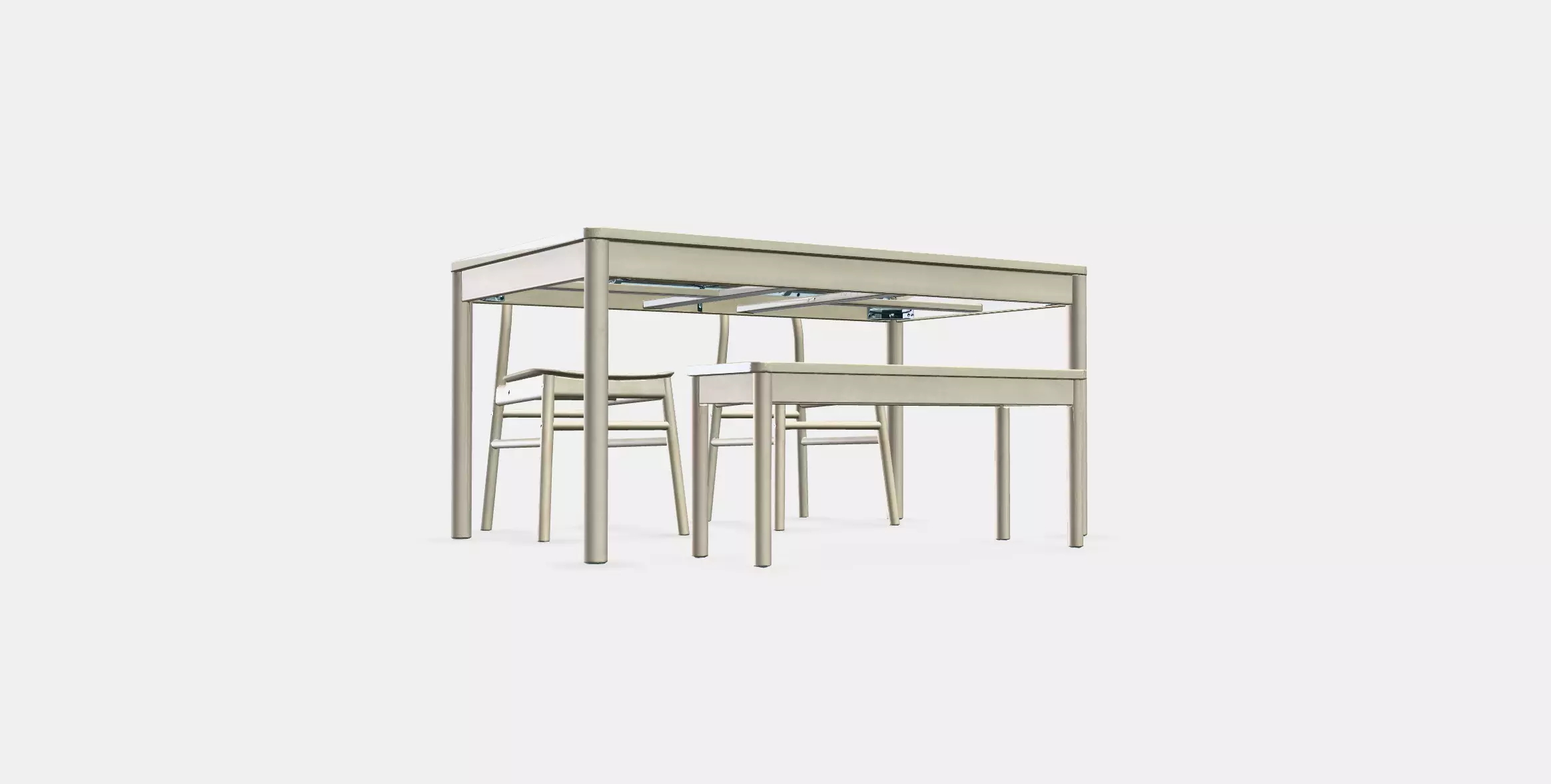 RONNINGE - RONNINGE Table with 2 chairs and bench 3D model_0