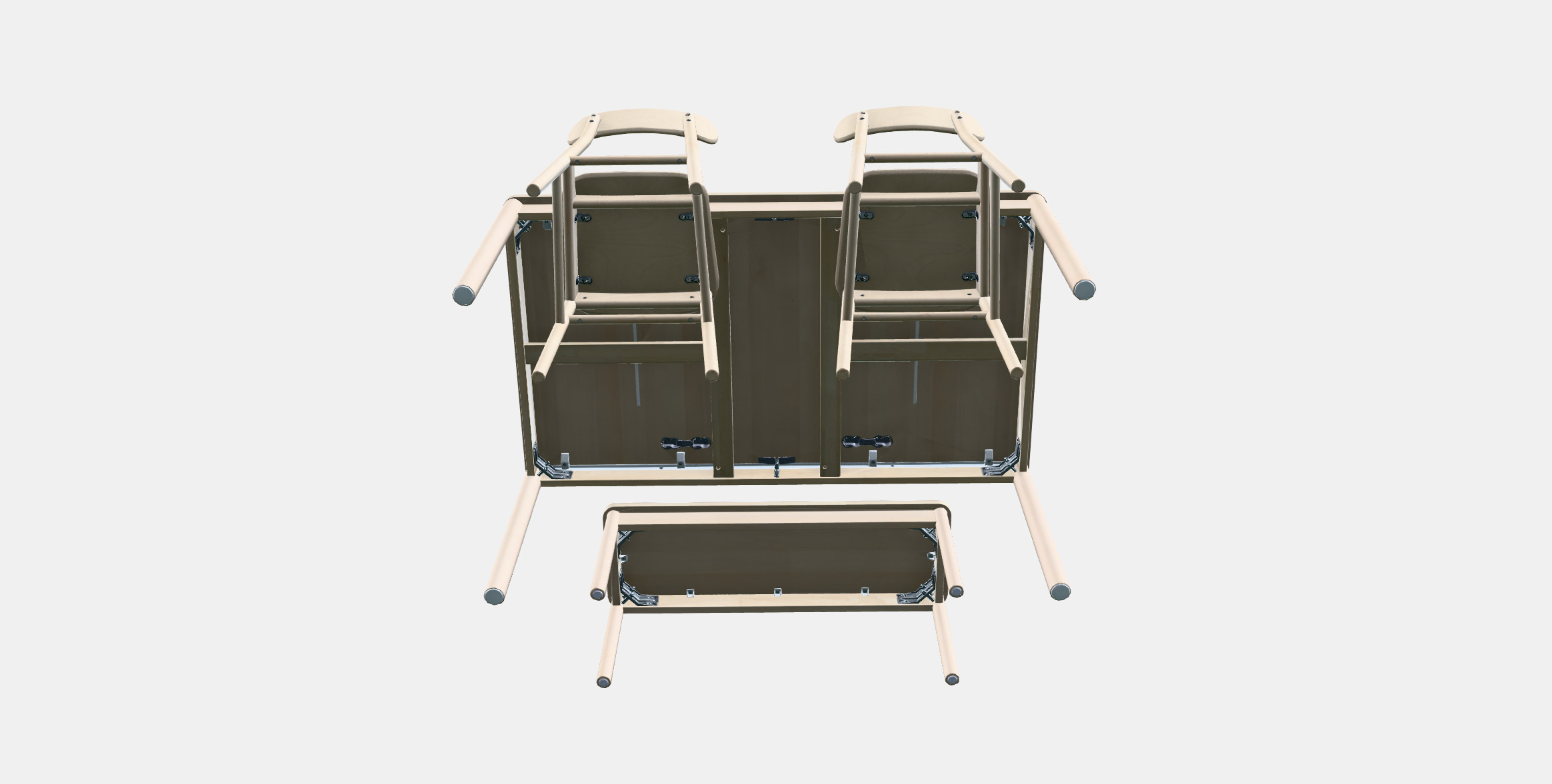 RONNINGE - RONNINGE Table with 2 chairs and bench 3D model_7