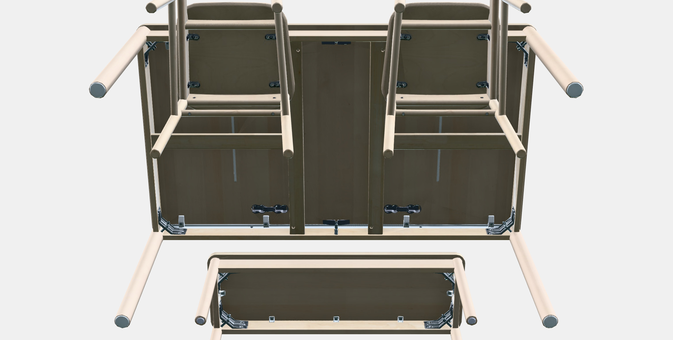 RONNINGE - RONNINGE Table with 2 chairs and bench 3D model_12
