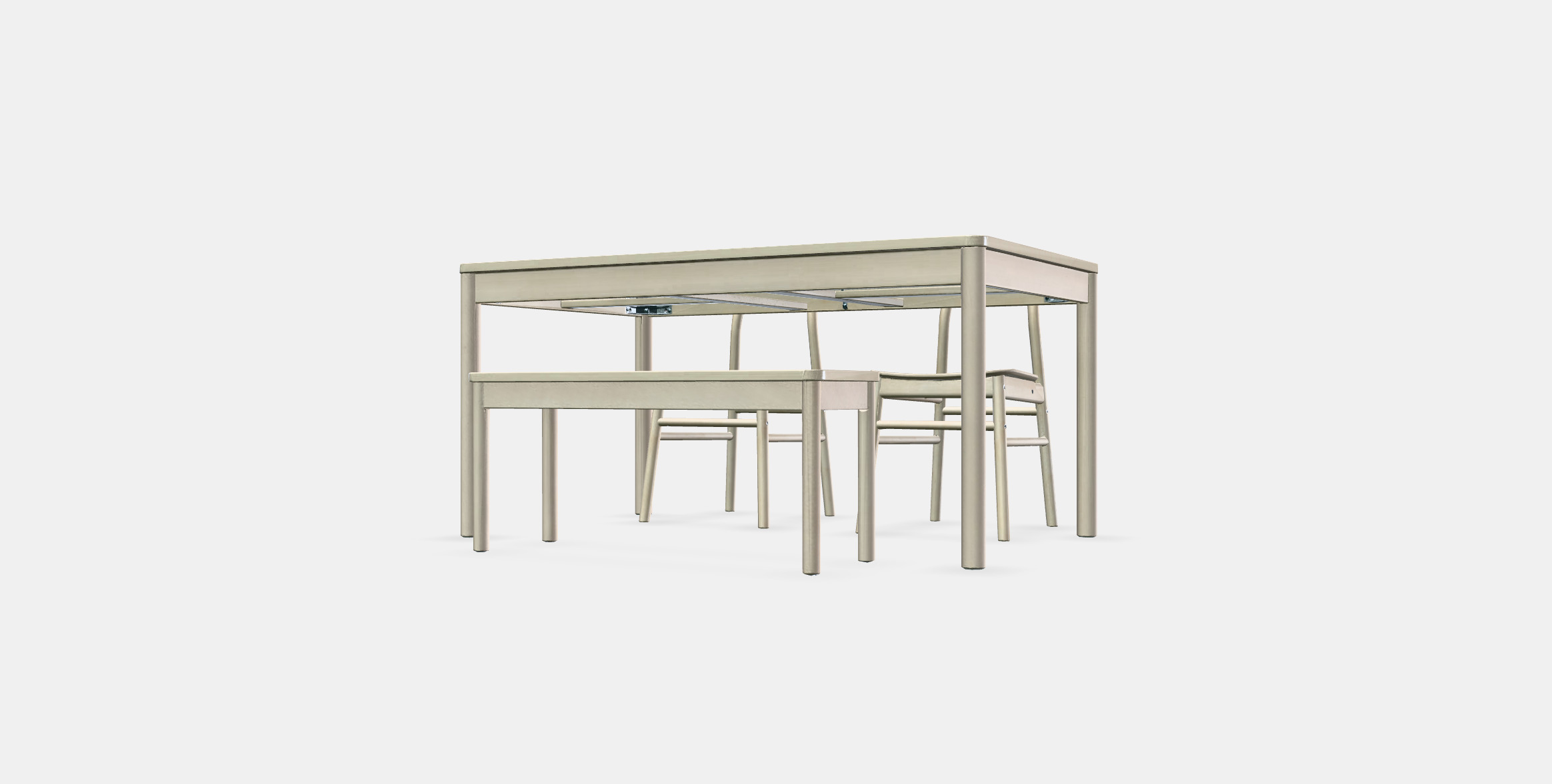 RONNINGE - RONNINGE Table with 2 chairs and bench 3D model_11