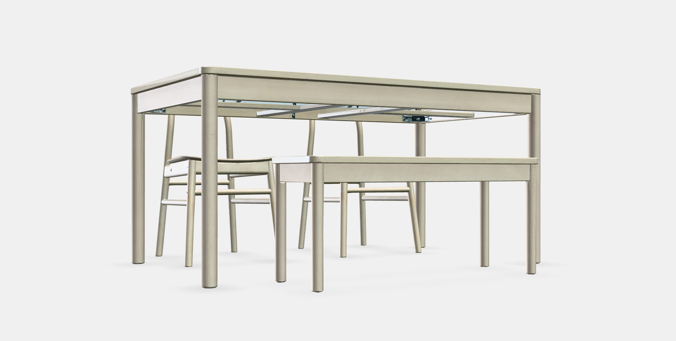 RONNINGE - RONNINGE Table with 2 chairs and bench 3D model_8